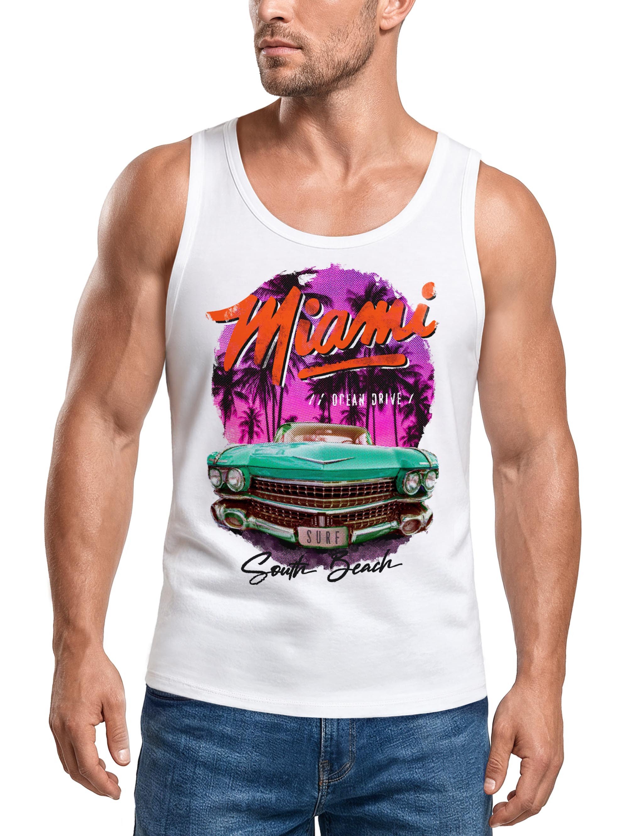 Neverless Tanktop Herren Tank-Top Miami Ocean Drive South Beach Oldtimer Muskelshirt mit Print