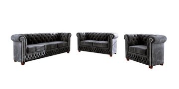 S-Style Möbel 3-Sitzer Leeds Chesterfield Sofa, mit Wellenfederung