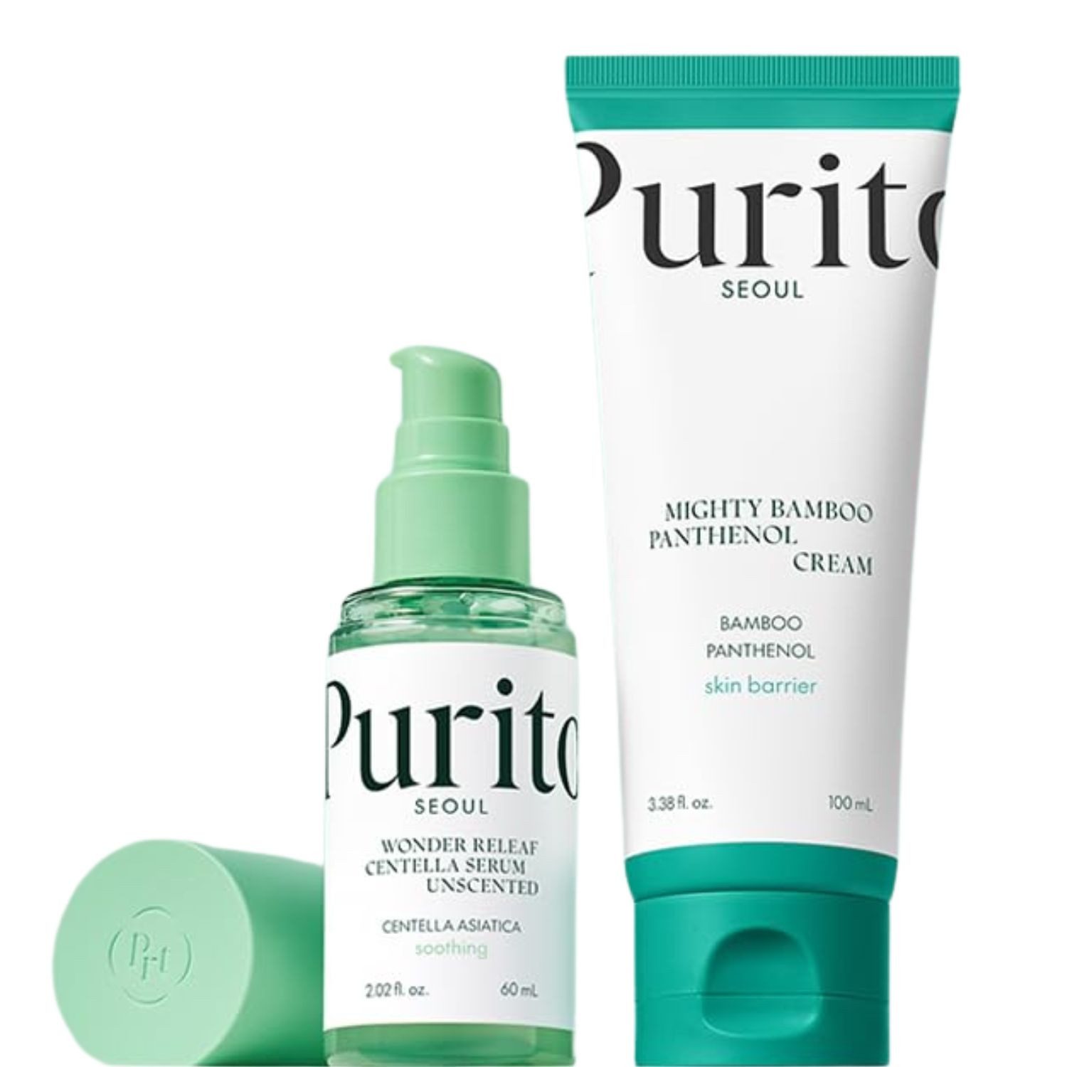 Purito Seoul Hautpflege-Set Skin Barrier Duo – Centella Serum 60ml & Bamboo Panthenol Cream 100ml beruhigendes, duftfreies K-Beauty Pflegeset für empfindliche Haut mit, Centella, Panthenol & Niacinamid zur Stärkung der Hautbarriere