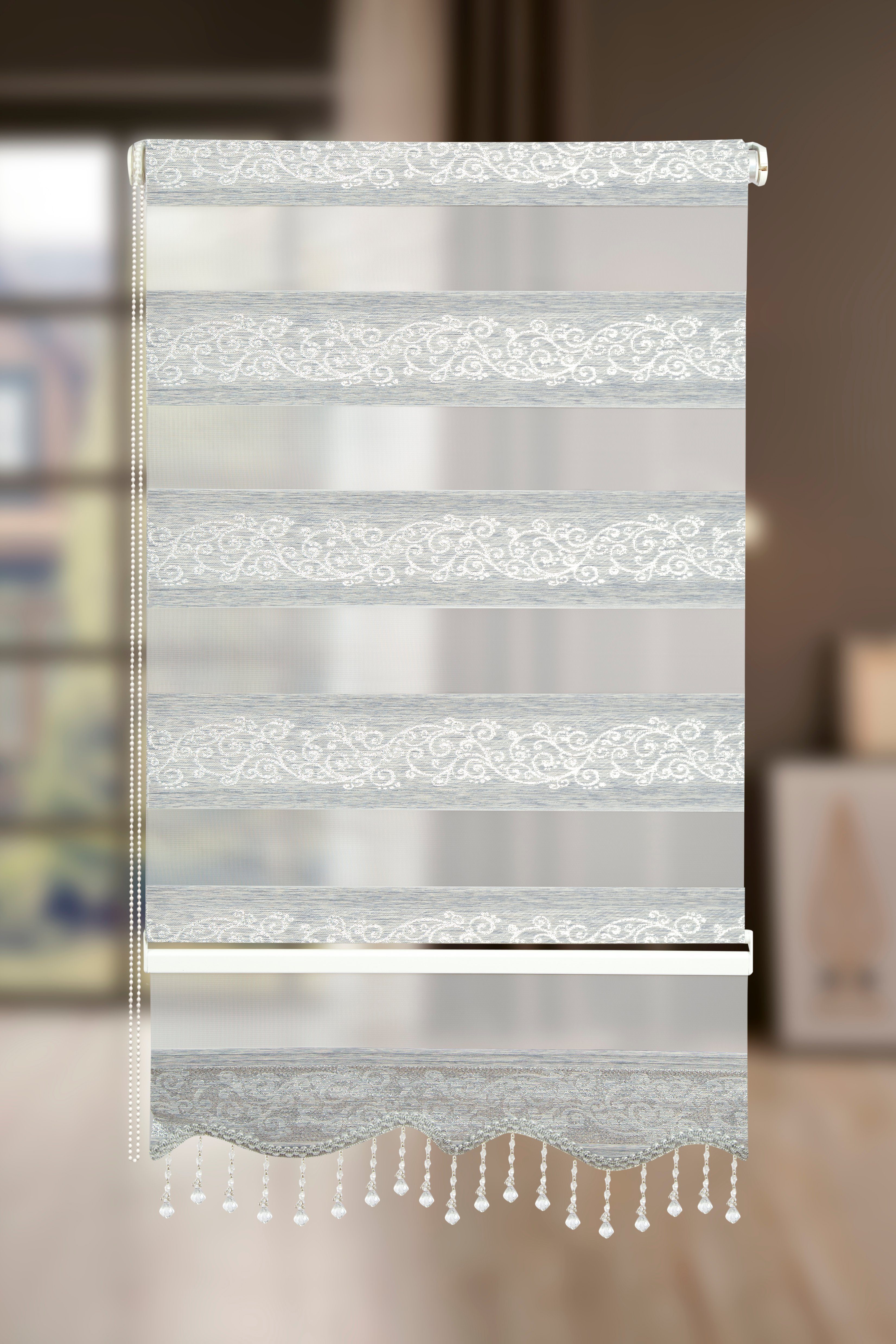 Doppelrollo Doppelrollo Duorollo Klemmfix ohne Bohren 1533 mit Perlen, Plis günstig online kaufen