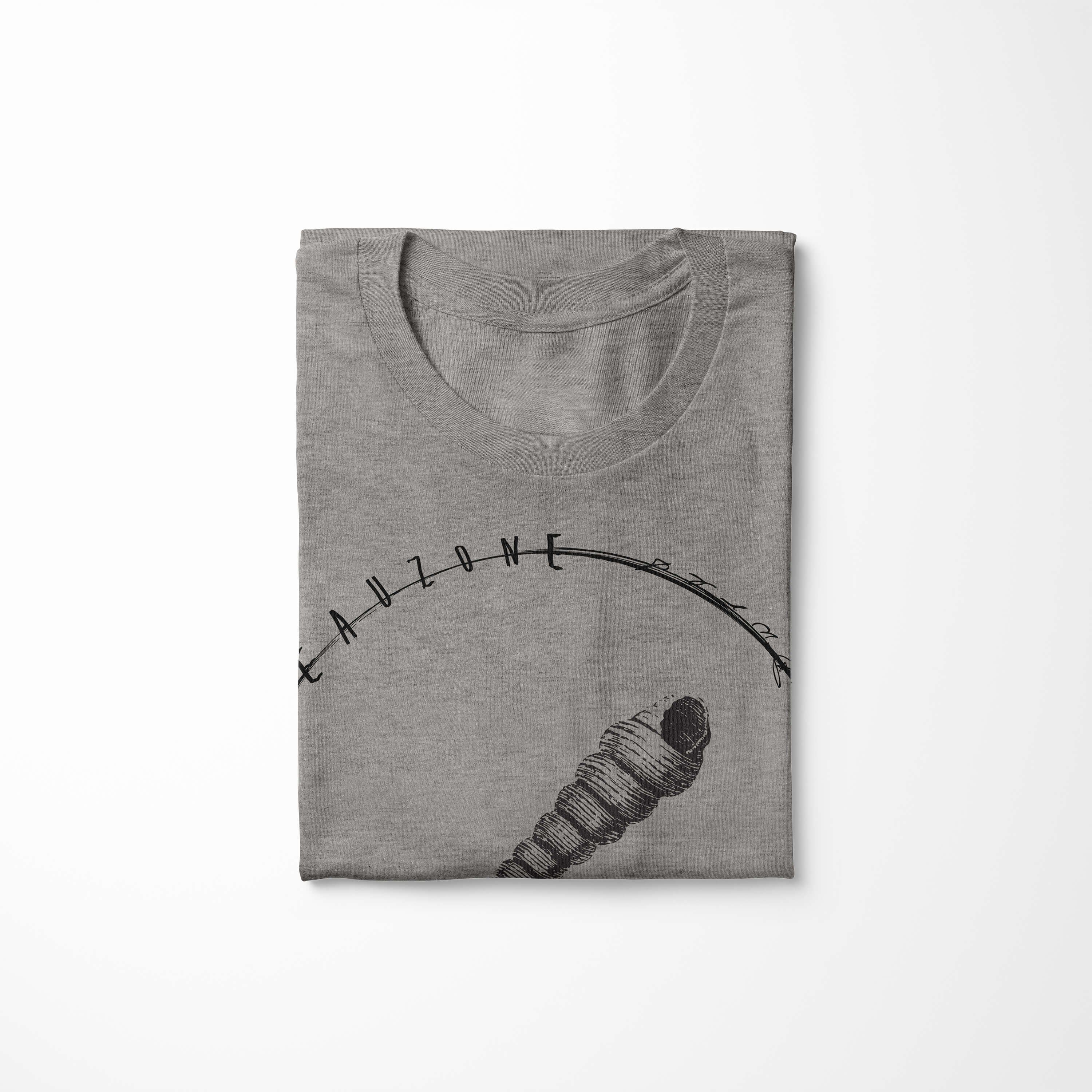 Sinus Art T-Shirt Sea Struktur und / sportlicher Sea Ash Schnitt T-Shirt 011 Serie: Creatures, Tiefsee Fische - feine