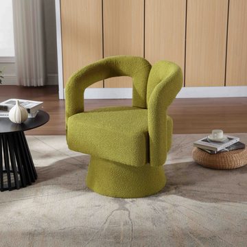 MODFU Drehstuhl 360-Grad-Schwenk-Cuddle-Fass-Akzentstühle (runde Sessel mit breiter Polsterung, flauschigem Stoffstuhl), für Wohnzimmer, Schlafzimmer, Büro, Wartezimmer.