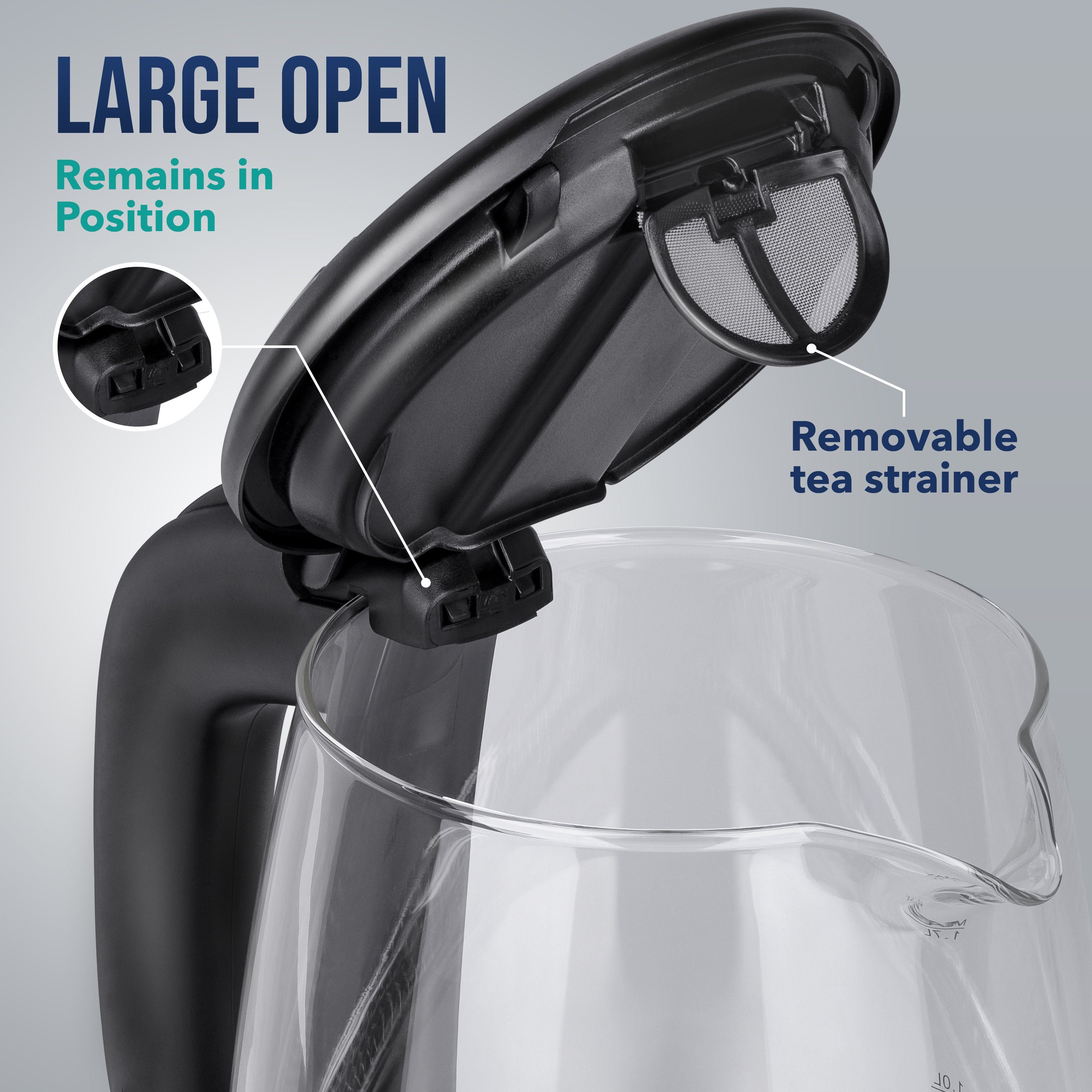 Wasserkocher TRESKO LED Glaswasserkocher 2200W 1,7L Wasserkocher Edelstahl Glas TRESKO