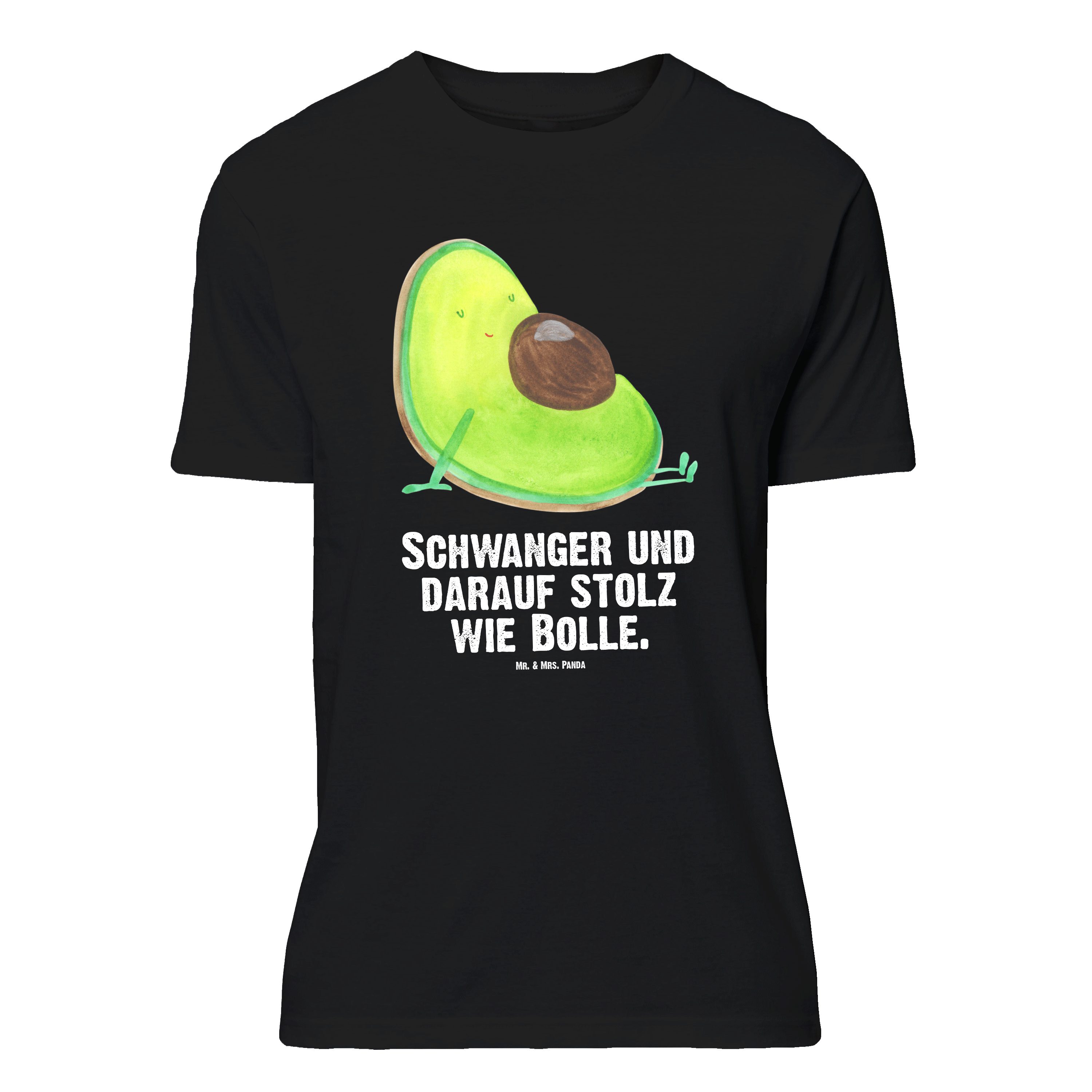 Mr. & Mrs. Panda T-Shirt Avocado Schwangerschaft, T-Shirt, Schwarz, T-Shirt, Oversize, Schwang (Packung) Schwanger Statement T-Shirt Großes Shirt