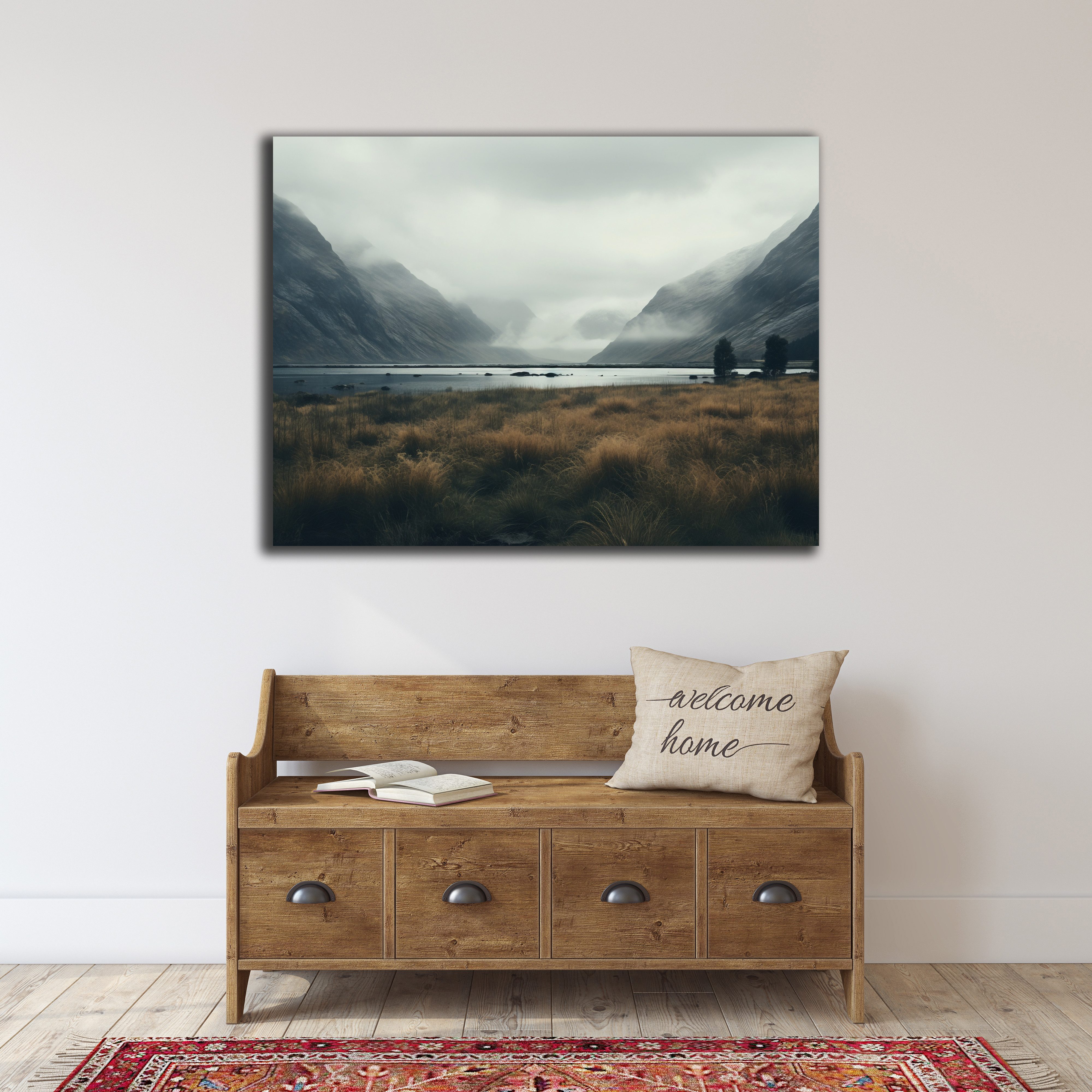 DARO Design Leinwandbild Modern Abstrakt Wandbilder XXL Wandbild Wand Deko Leinwand Bilder, (See mit Bergen - Bild groß Wohnzimmer Schlafzimmer Küche Esszimmer  – Bild 2 von 4