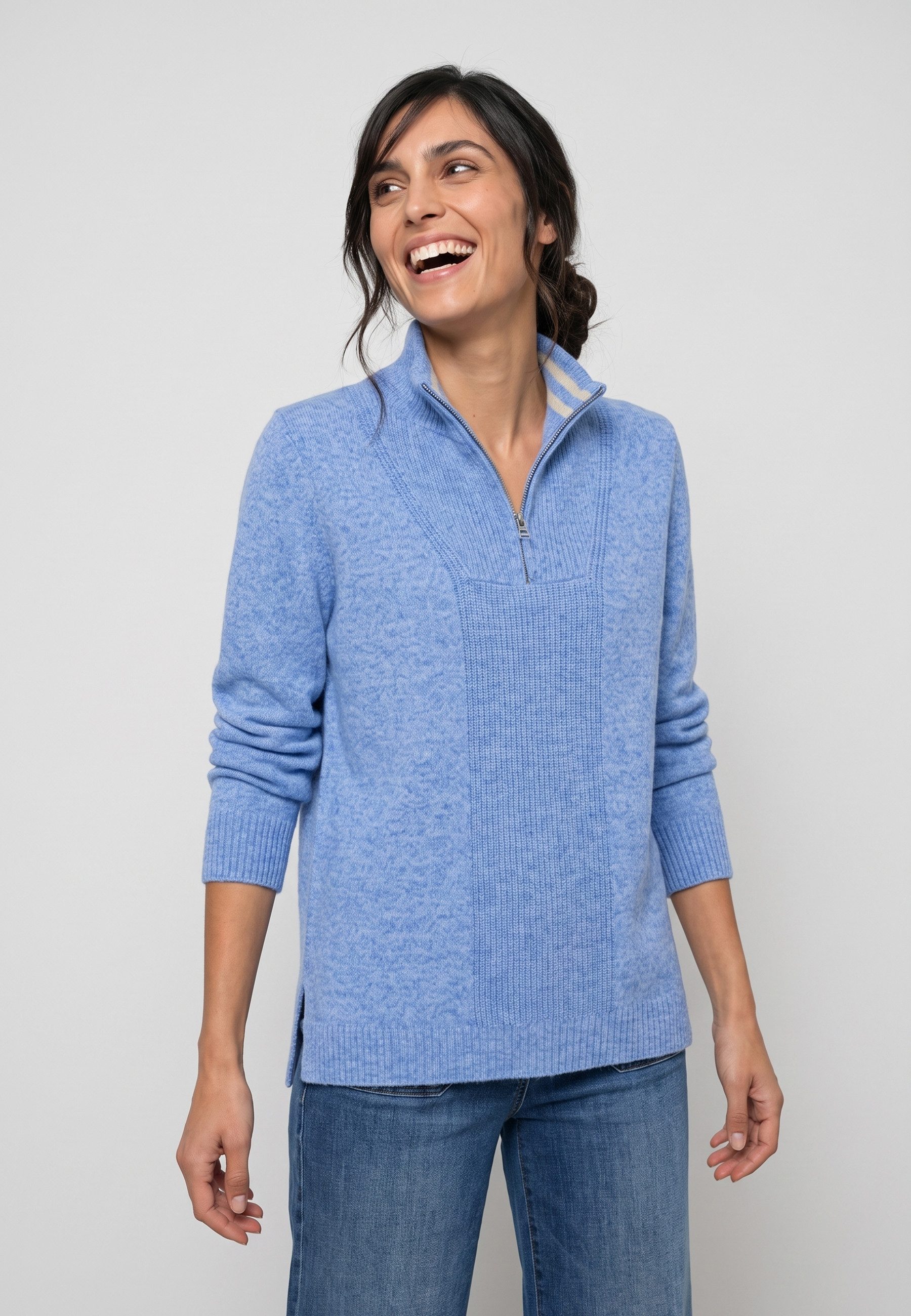 Olsen Strickpullover mit Troyerkragen und Reißverschluss – Bild 4 von 5
