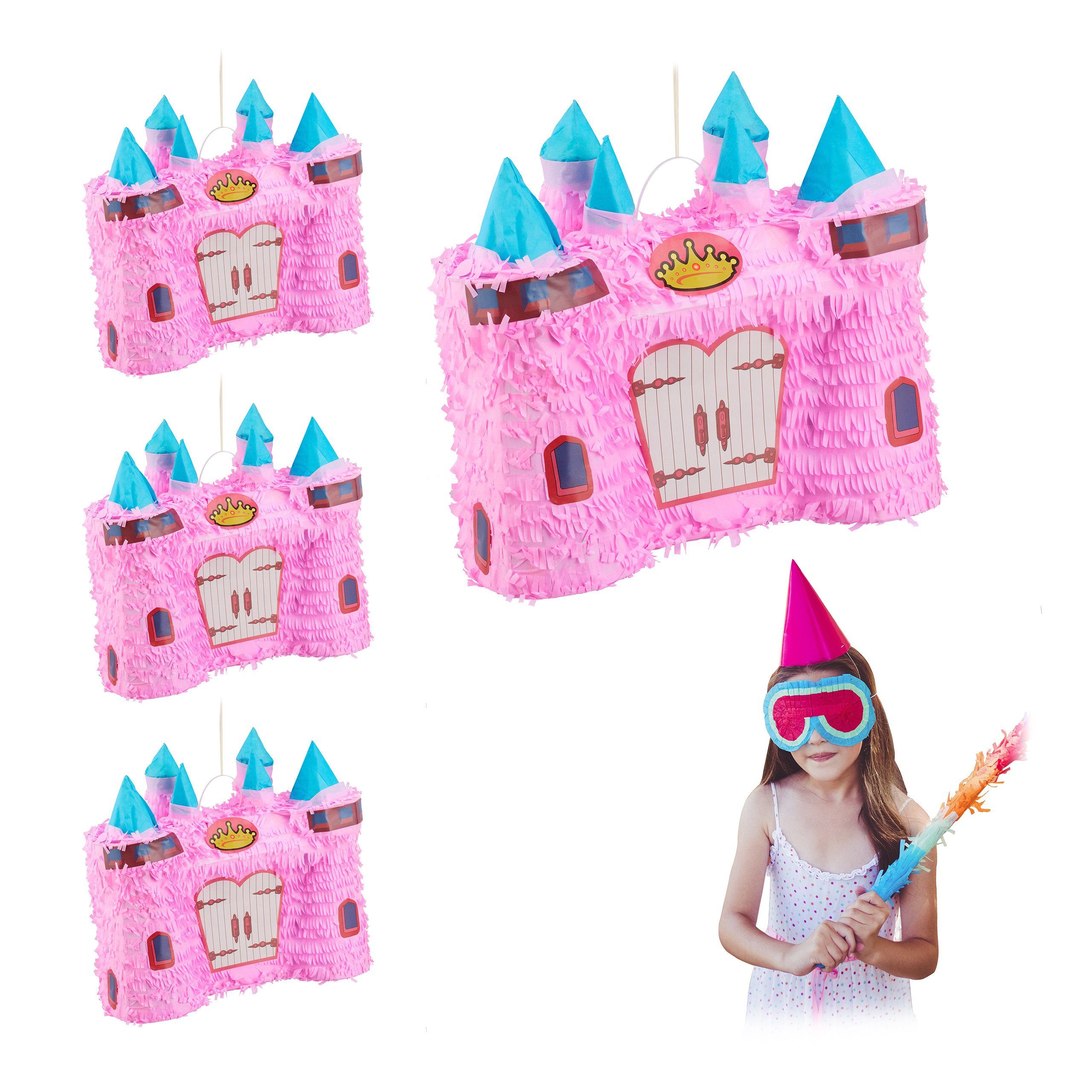 Papierdekoration 4 x Pinata Schloss