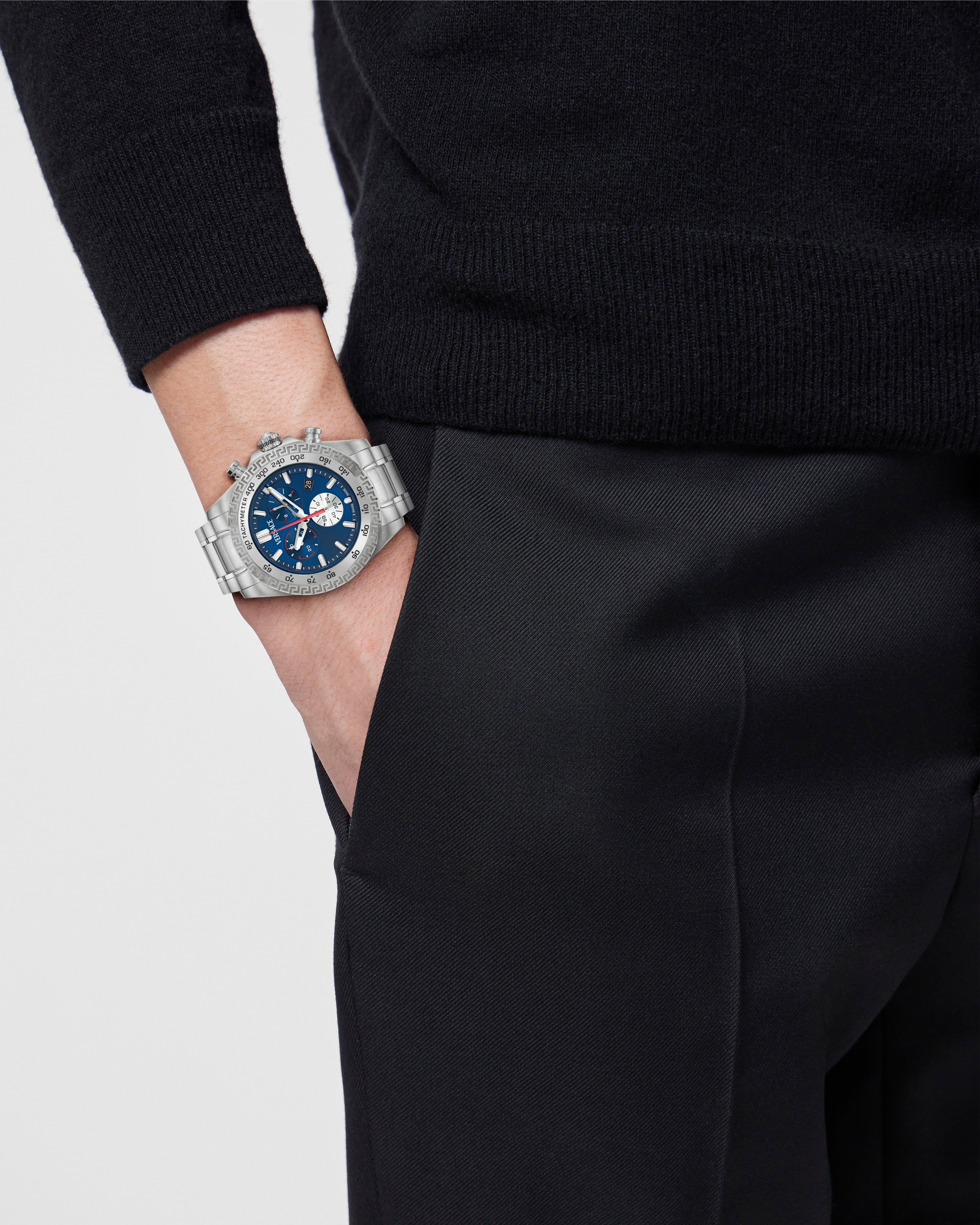 Versace Chronograph VERSACE CHRONO X VE9K00324, Quarzuhr, Armbanduhr, Herrenuhr,Swiss Made,Edelstahlband,Stoppfunktion