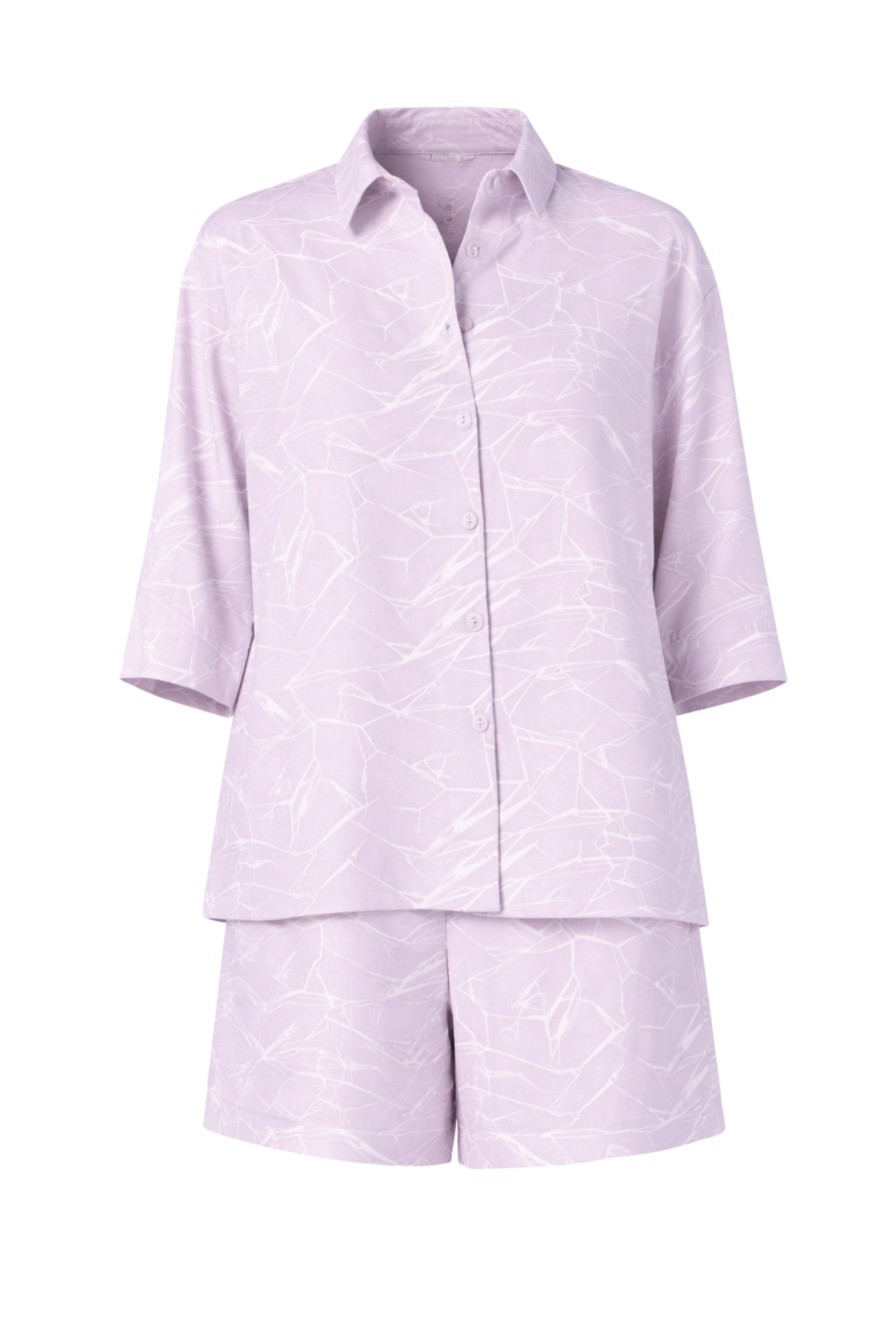 COOLISMO NIGHTWEAR Shorty Sommer Schlafanzug Damen, weich & bequem, Lavendel Allover Print (2 tlg) Damen Pyjama Baumwolle kurz geknöpft – Bild 2 von 5
