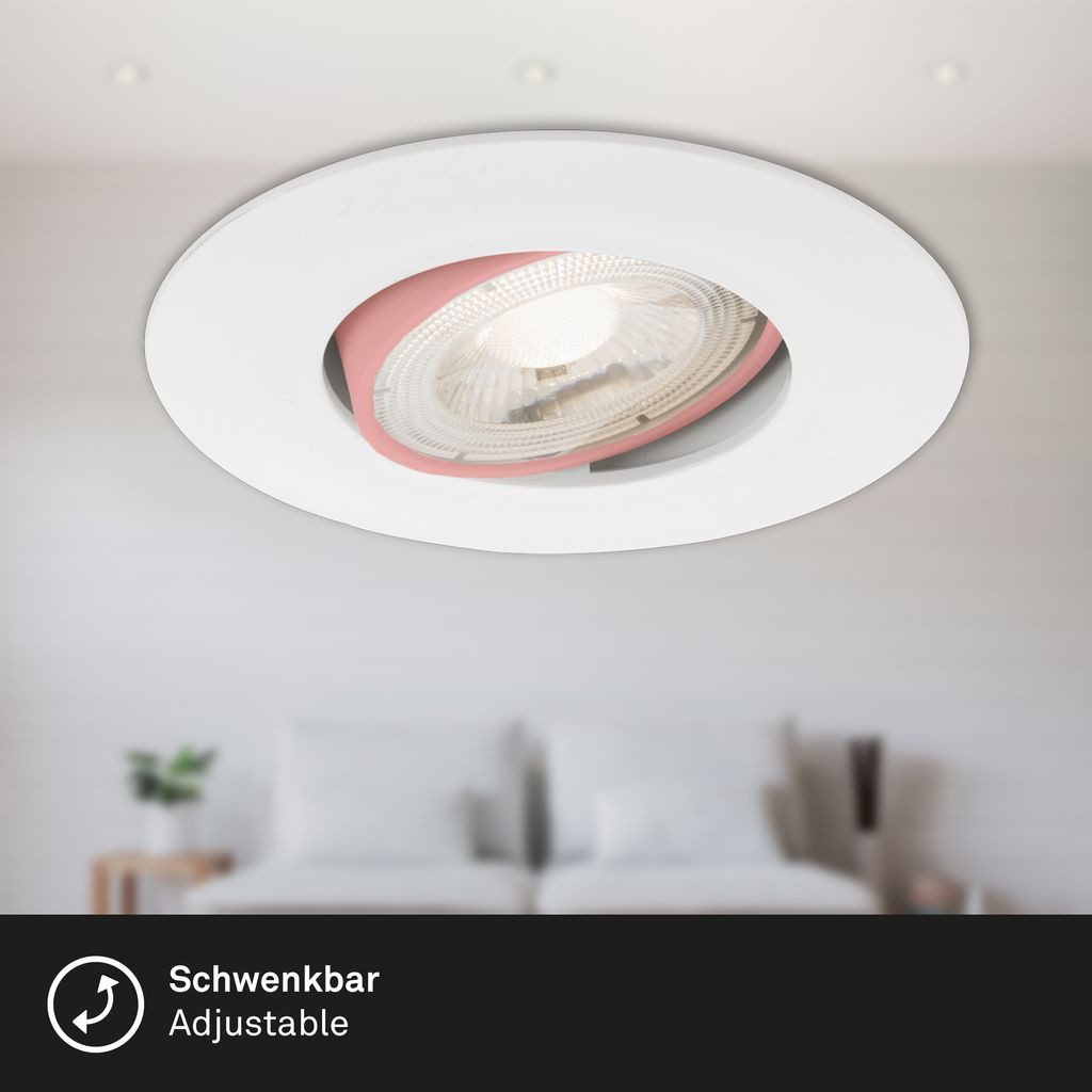 Briloner Leuchten LED Einbaustrahler 7146-036, LED fest integriert, 2700K - Extra-Warmweiß, Einbauleuchte SET ultraflach schwenkbar IP23 Ø9cm
