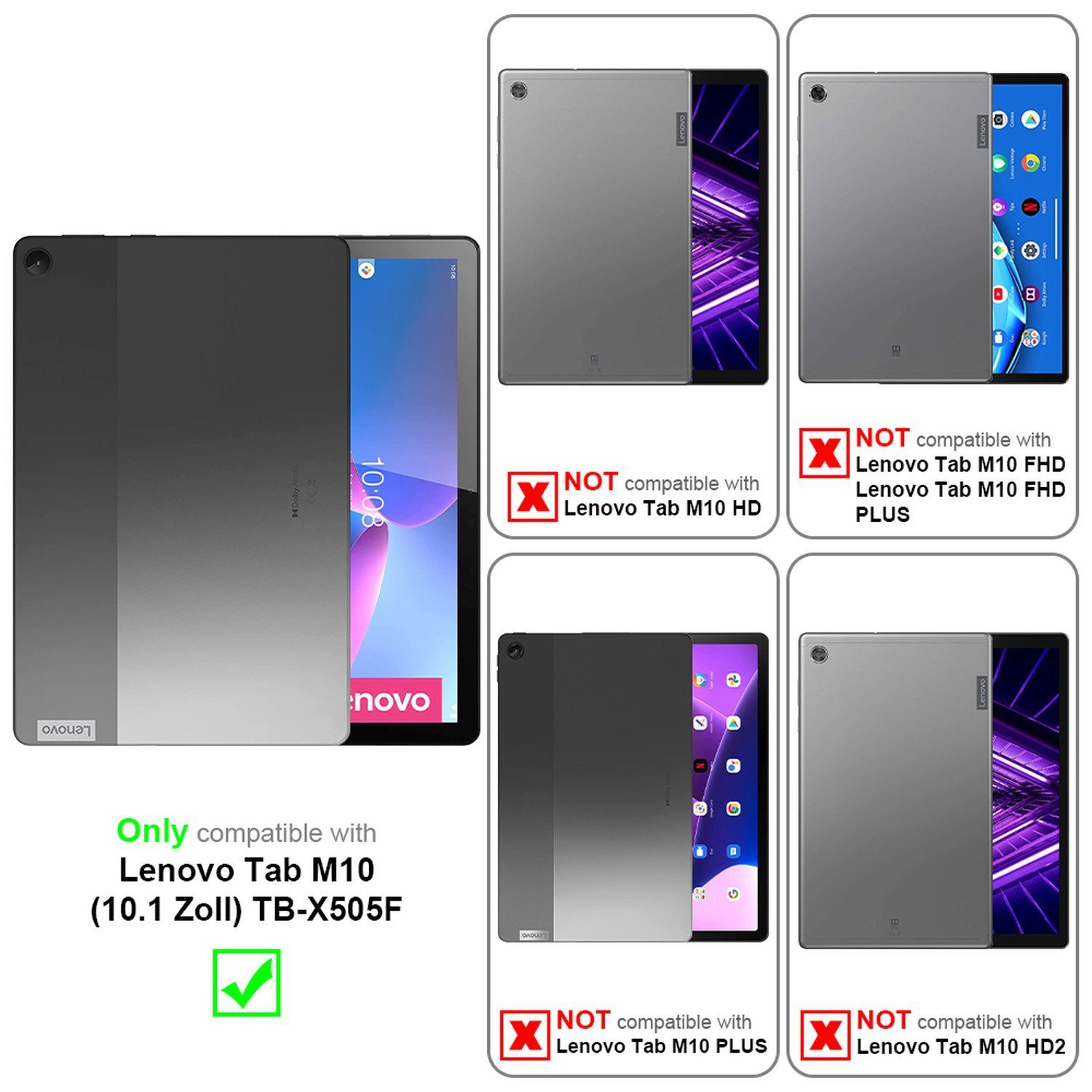 Cadorabo Tablet-Hülle für Lenovo Tab M10 (10.1 Zoll) TB-X505F Hülle Lenovo Tab M10 (10.1 Zoll) TB-X505F, Klappbare Tablet Schutzhülle - Hülle - Standfunktion - 360 Grad Case