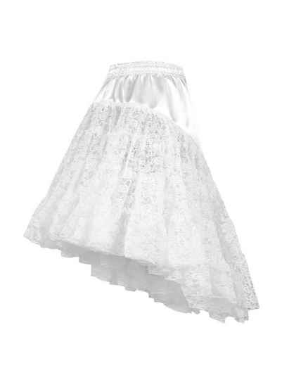 thetru Kostüm Petticoat mit Schleppe weiß, Eleganter Unterrock, vorne kurz hinten lang