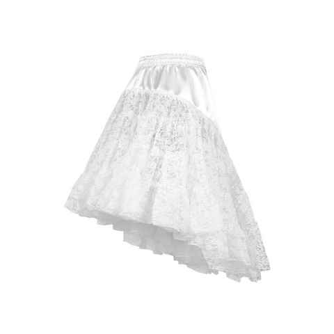 thetru Kostüm Petticoat mit Schleppe weiß, Eleganter Unterrock, vorne kurz hinten lang
