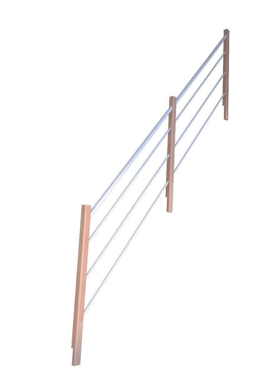 Starwood Treppengeländer Treppengeländer Modell Rhodos 1/4 Gewendelt Buche-Holz-Edelstahl