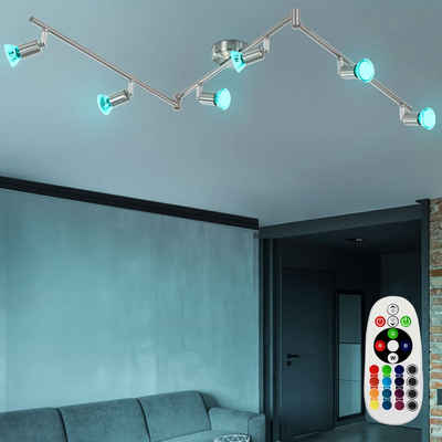 etc-shop LED Deckenleuchte, Leuchtmittel inklusive, Warmweiß, Farbwechsel, Decken Leuchte Strahler beweglich Rondell Fernbedienung Dimmer im Set