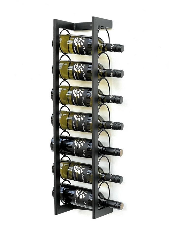 DanDiBo Weinregal Flaschenhalter Metall Wand 75 cm Schwarz Flaschenregal  96291 Weinhalter Wandmontage Modern Wandhalter Wandregal für 7 Flaschen,  auch zum Hinstellen