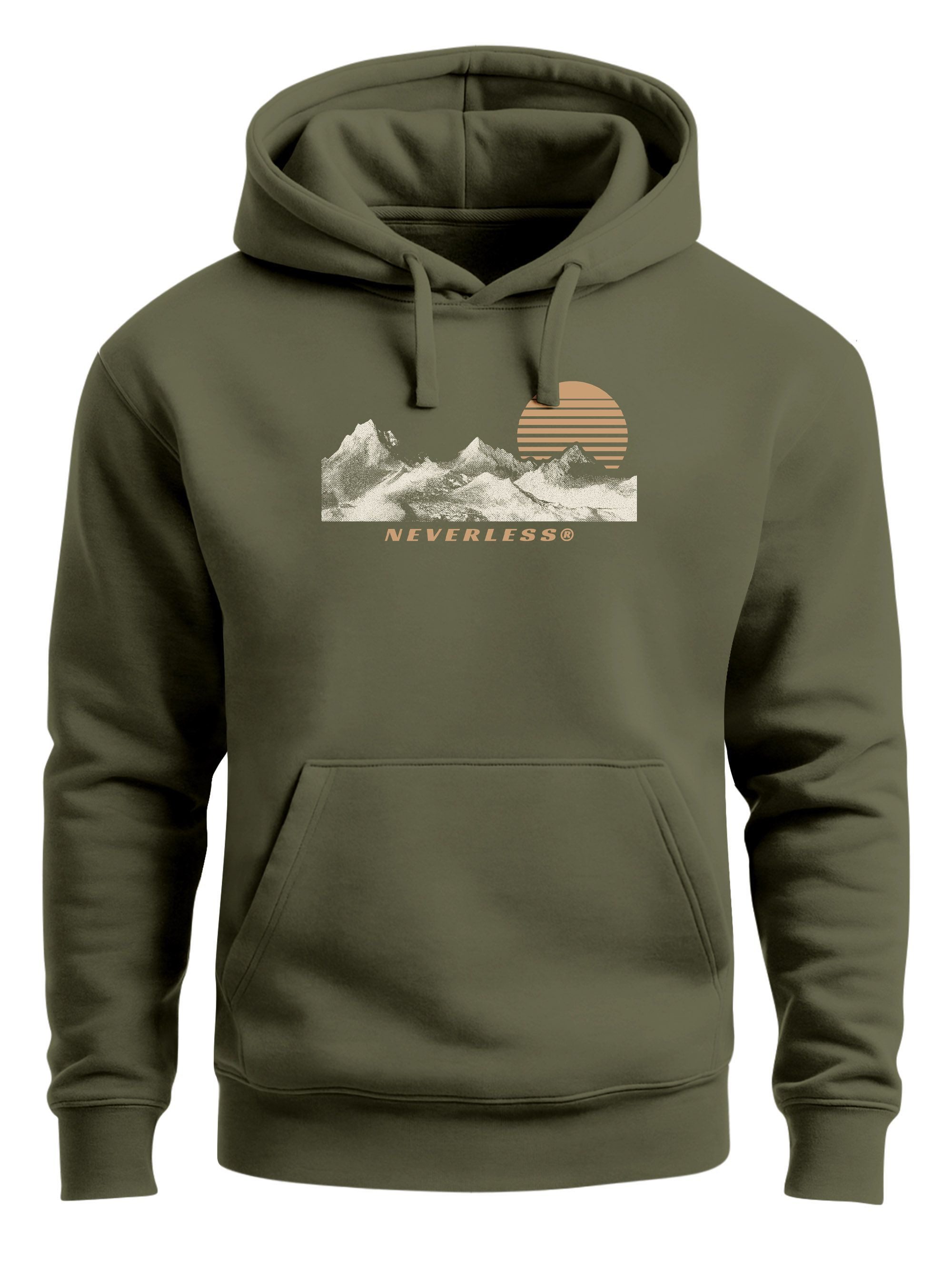 Neverless Hoodie Hoodie Herren Print Outdoor Berge Motiv Kapuzen-Pullover Männer