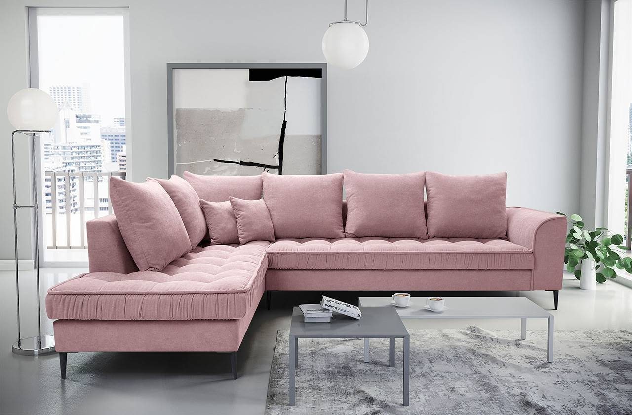 MKS MÖBEL Ecksofa VENA, Wohnlandschaft - L-Form Couch - Gemütlich Schlafsofa Rosa Soro