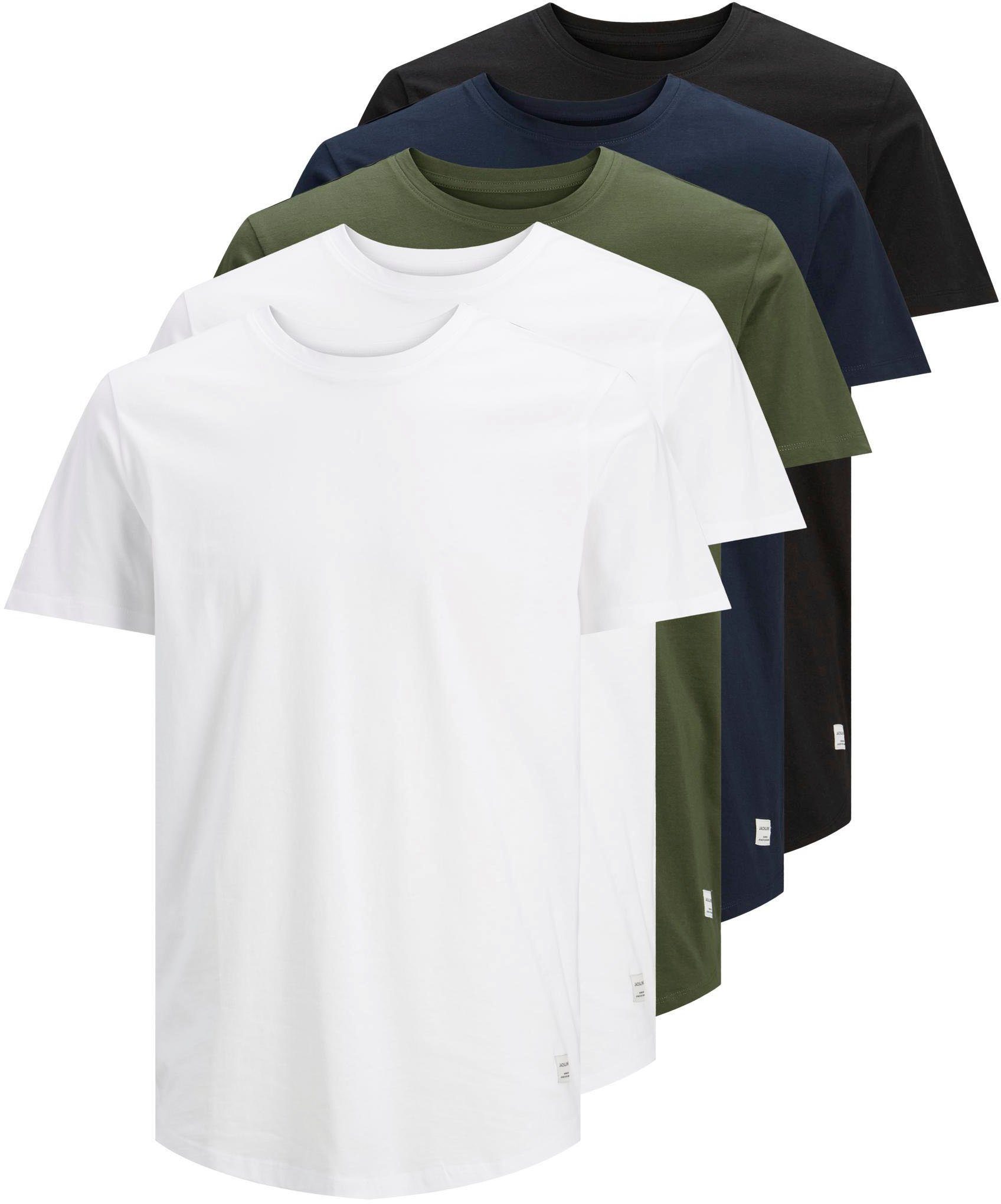 schawarz CREW T-Shirt navy, NECK 5PK 5-tlg., NOA & Jones (Packung, TEE Jack weiß, 5er-Pack)