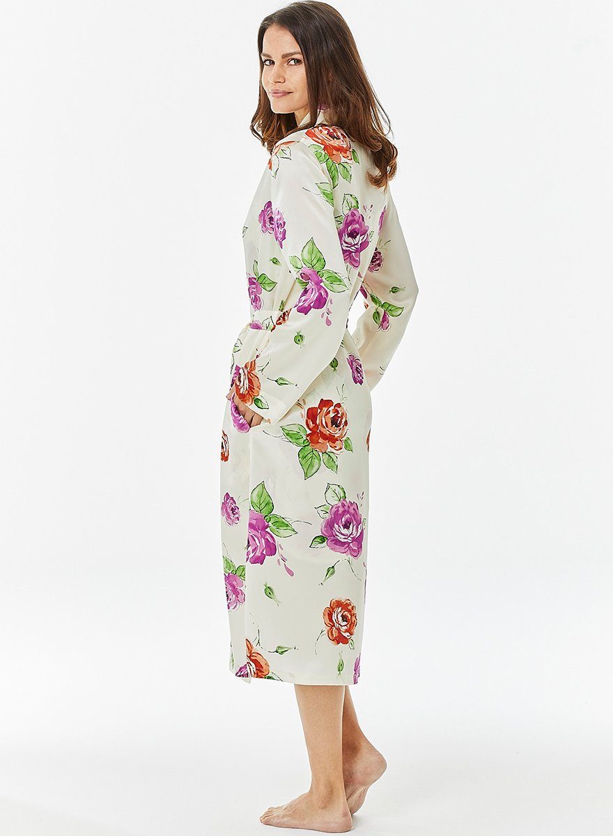 Seide, Mauve Roses Bindegürtel Kimono-Kragen, Daybreak, Jadee Morgenmantel