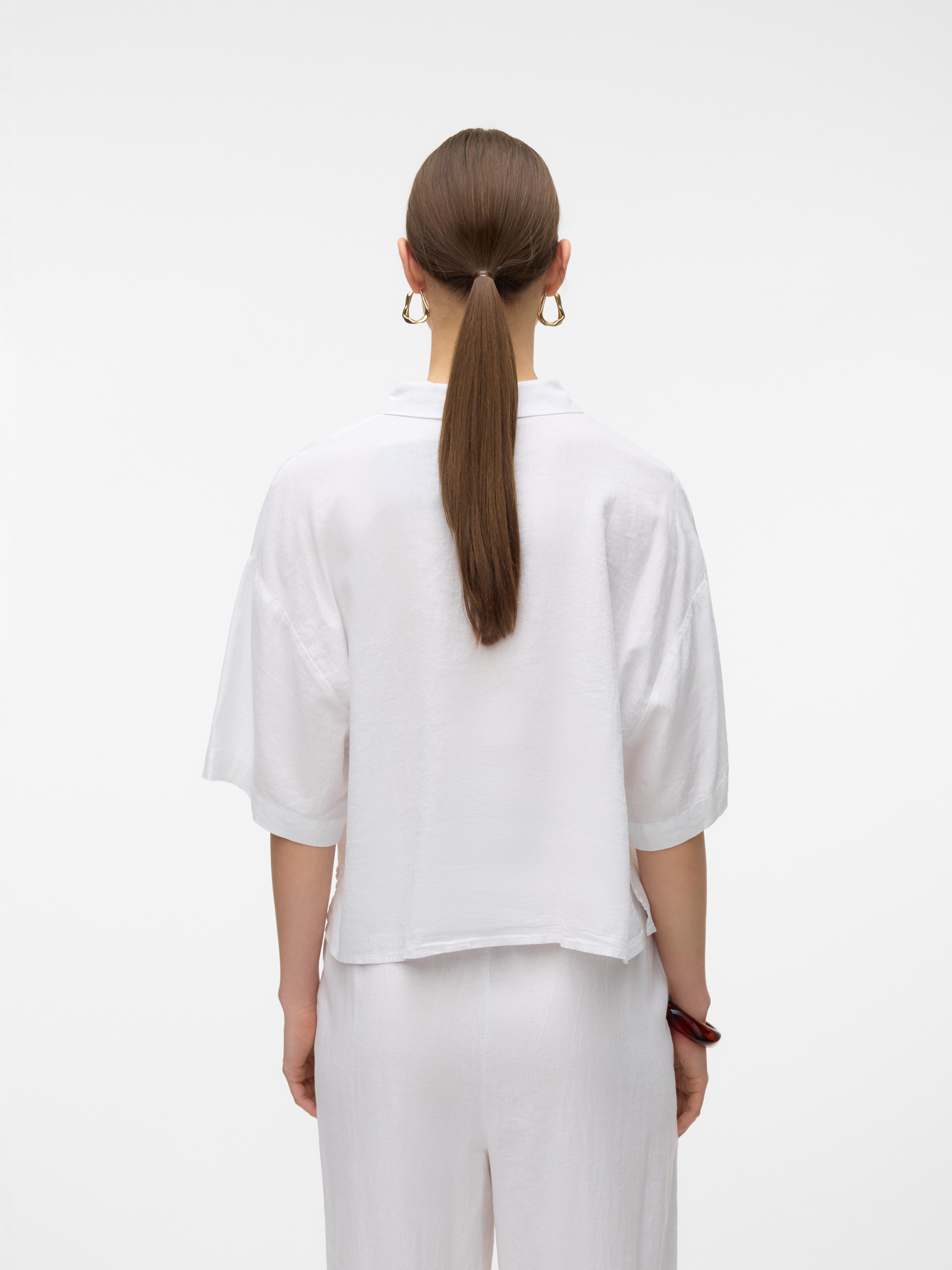 Vero Moda Hemdbluse VMLINN LINEN 2/4 SHORT SHIRT WVN NOOS