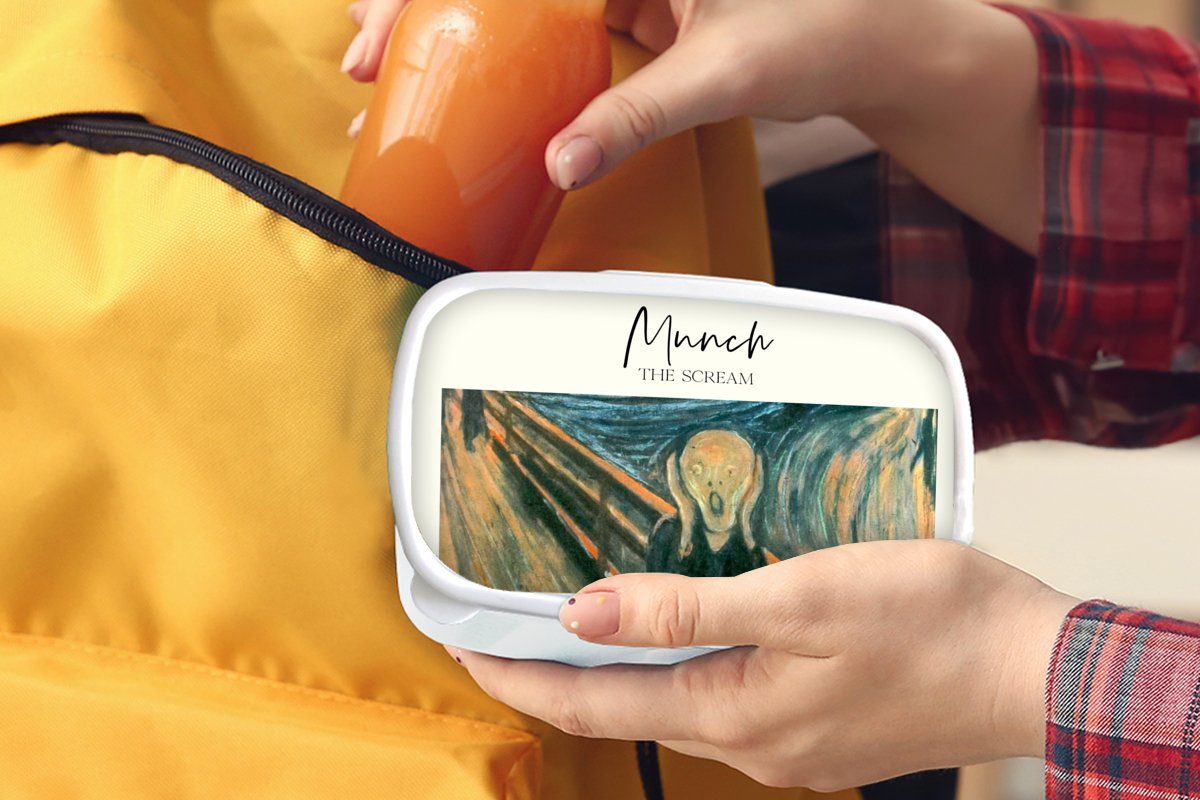 (2-tlg), Lunchbox Jungs Schrei - Kunststoff, für weiß MuchoWow Mädchen Alte Kinder und Brotbox Der und Erwachsene, für - Brotdose, Meister, Munch