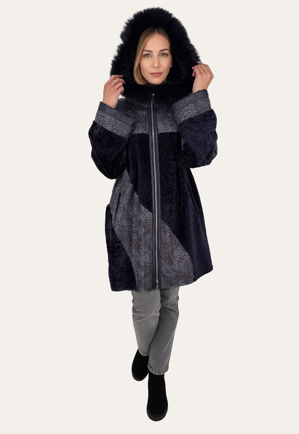 Hollert Winterjacke Damen Lammfelljacke Celine Oversize günstig online kaufen