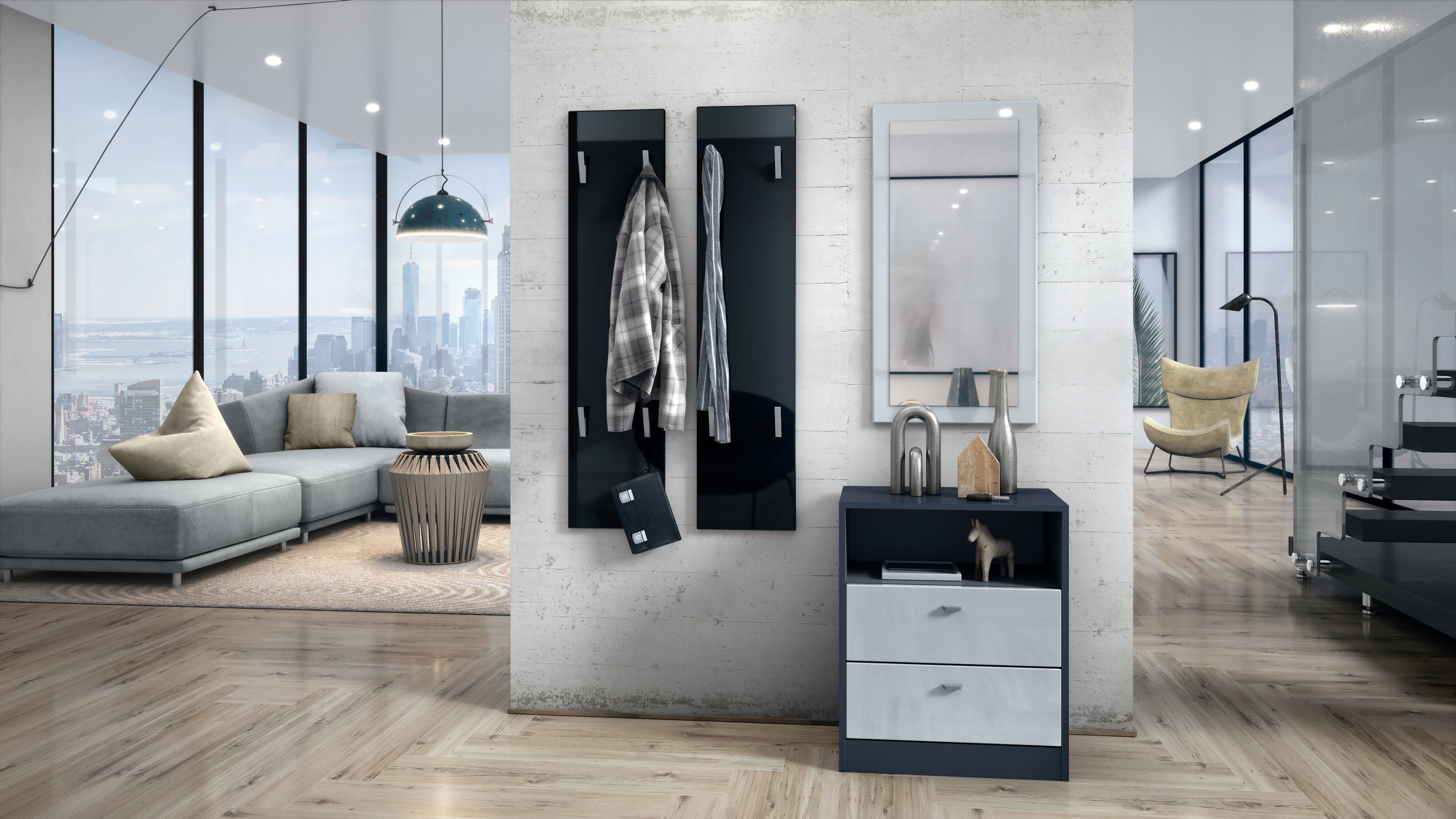 Vladon Garderobenpaneel Wandpaneel 120 (Garderobenpaneel, bestehend aus 2 P günstig online kaufen