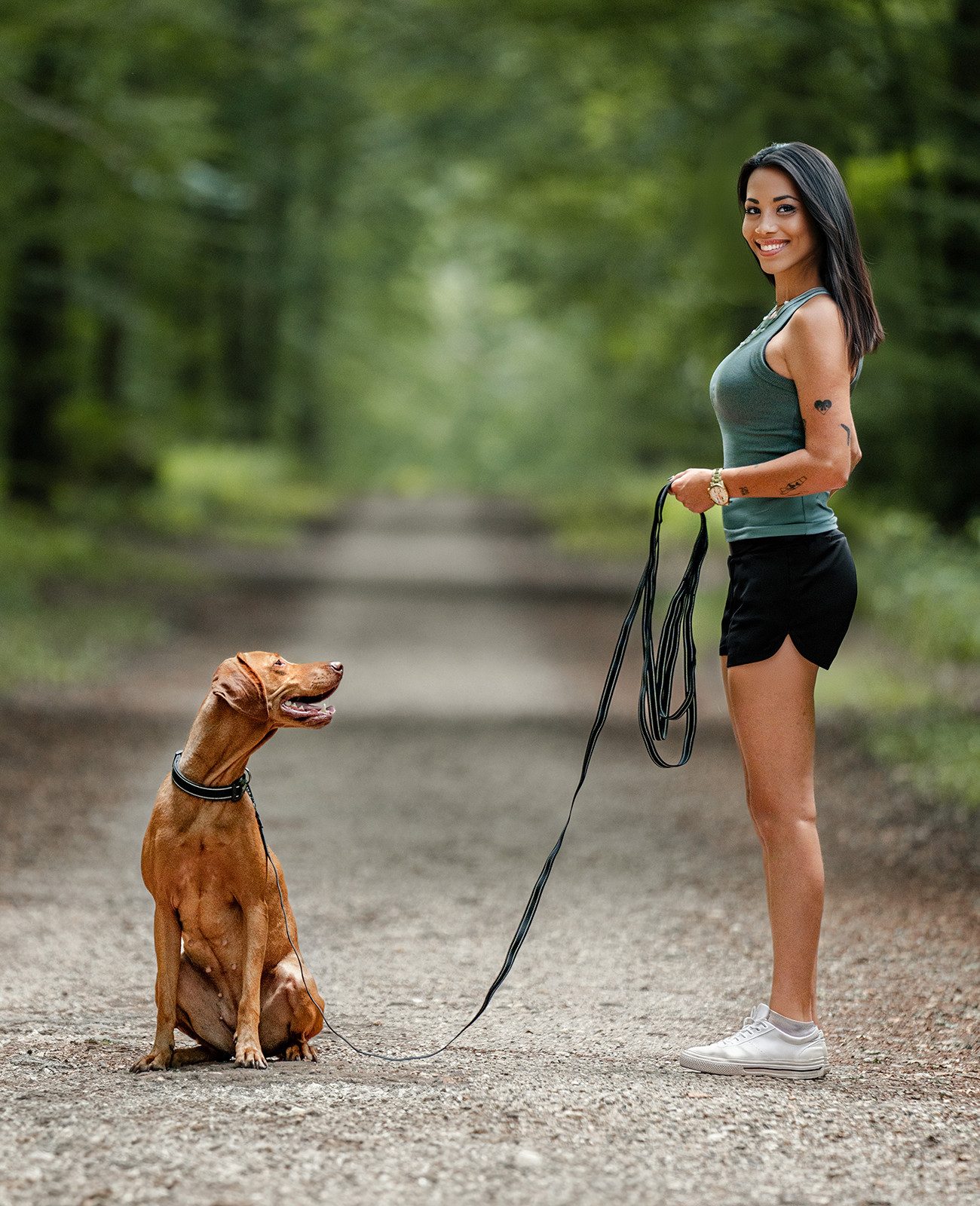 lionto Schleppleine reflektierend & gummiert, Nylon, rutschfest mit Handschlaufe, schwarz