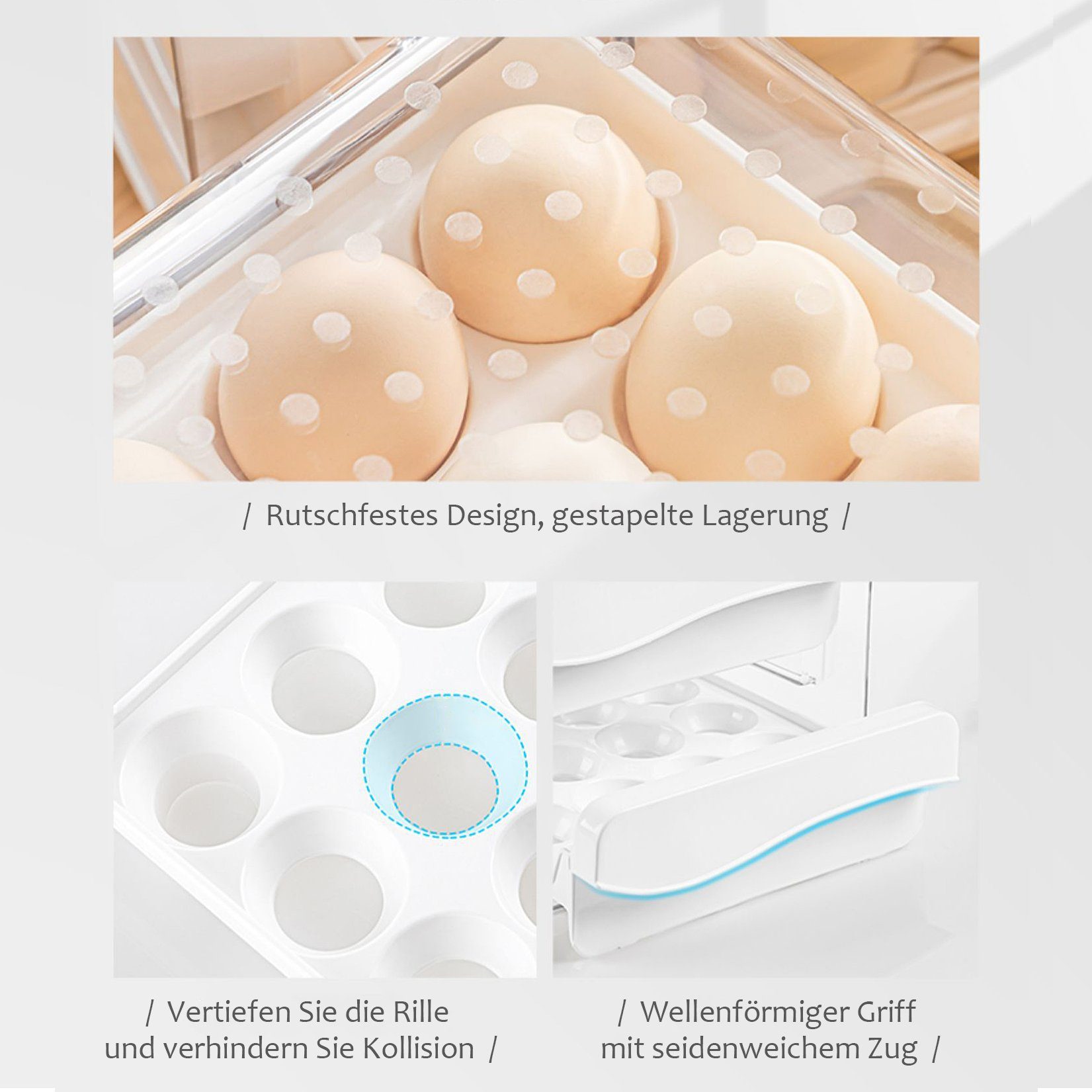 Zeitschaltuhr, Weiß, (STEG-232), für Doppelter Eier Eierkarton 32 Zedelmaier eier, große Eierkorb Aufbewahrung mit Kühlschrank Eierbox Eierbehälter