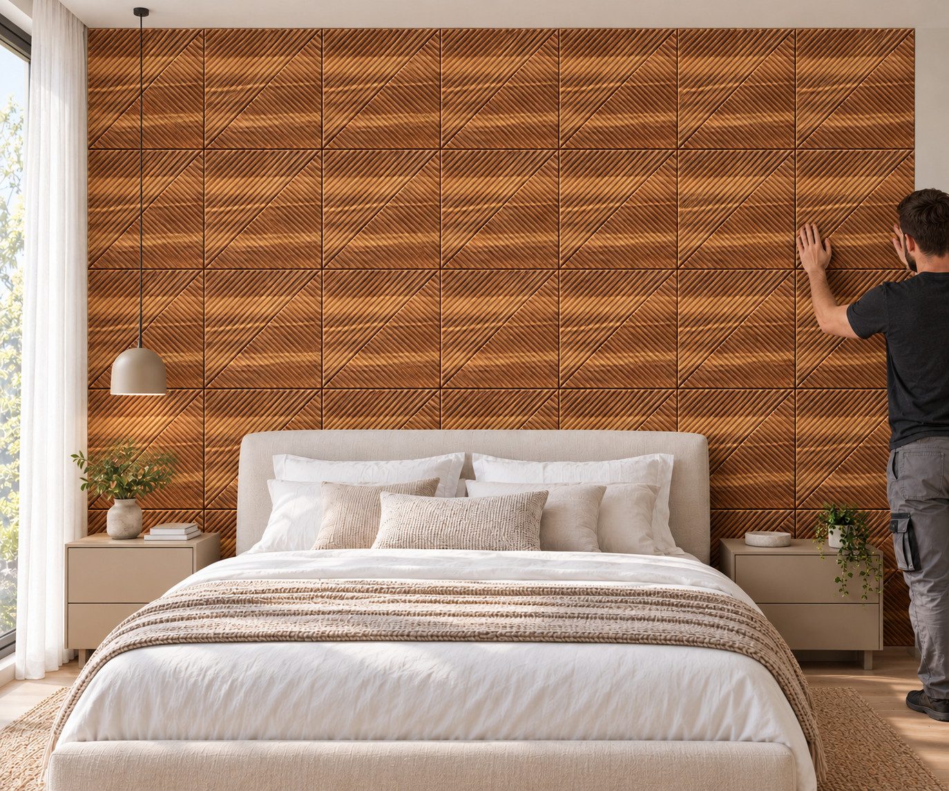 IKHEMalarka 3D Wandpaneel 3D Paneele PVC Kunststoffpaneele, BxL: 50,00x50,00 cm, 0,25 qm, (1 Stück, 3D Wandpaneele Deckenpaneele) hochwertige & harte PVC 3D Pla – Bild 4 von 5
