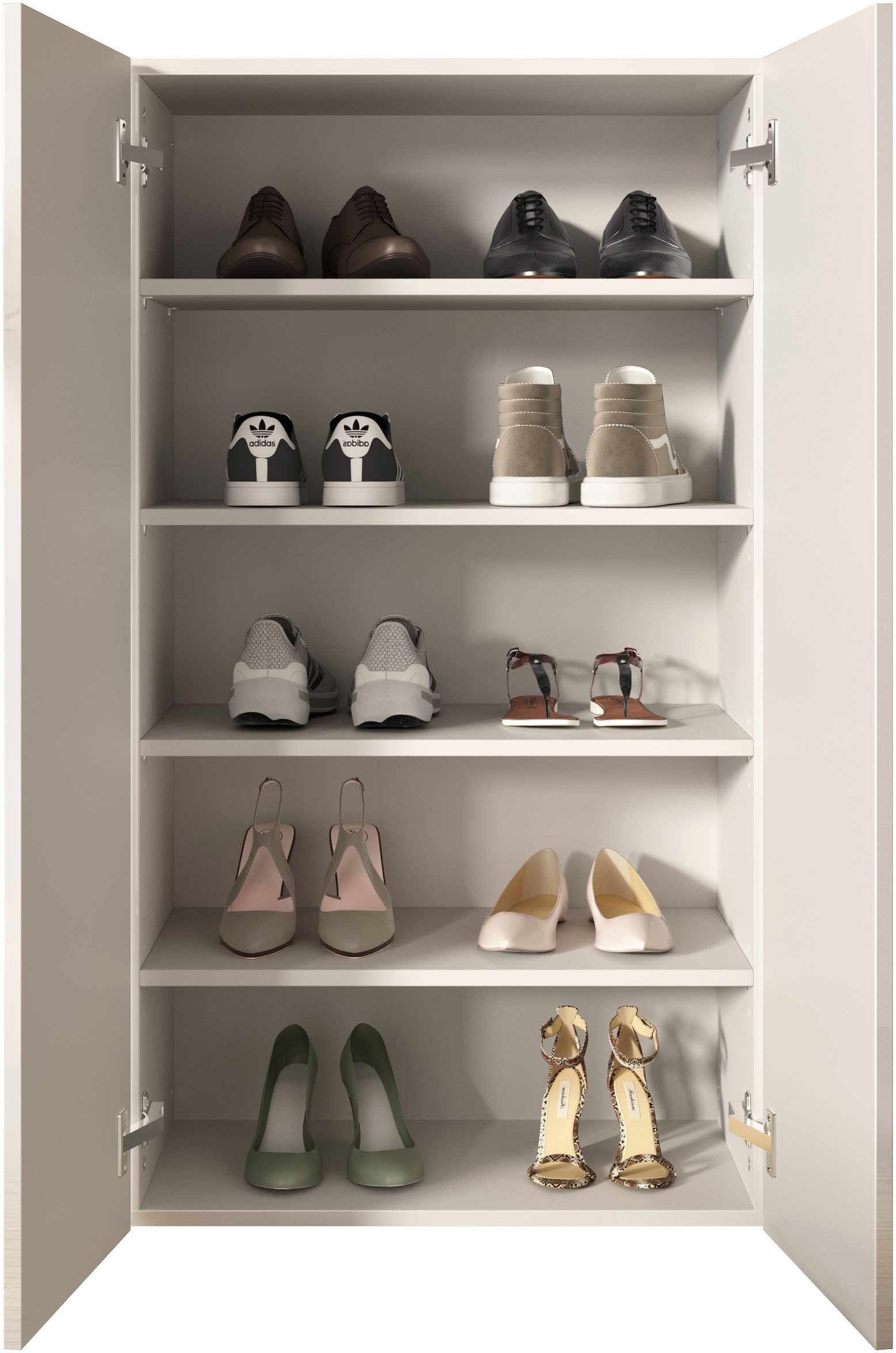 OTTO home Schuhschrank SMILE Breite 63 cm, Höhe 114 cm, Schuhregal mit 5 Ebenen, Schuhkommode in Weiss Hochglanz Lack