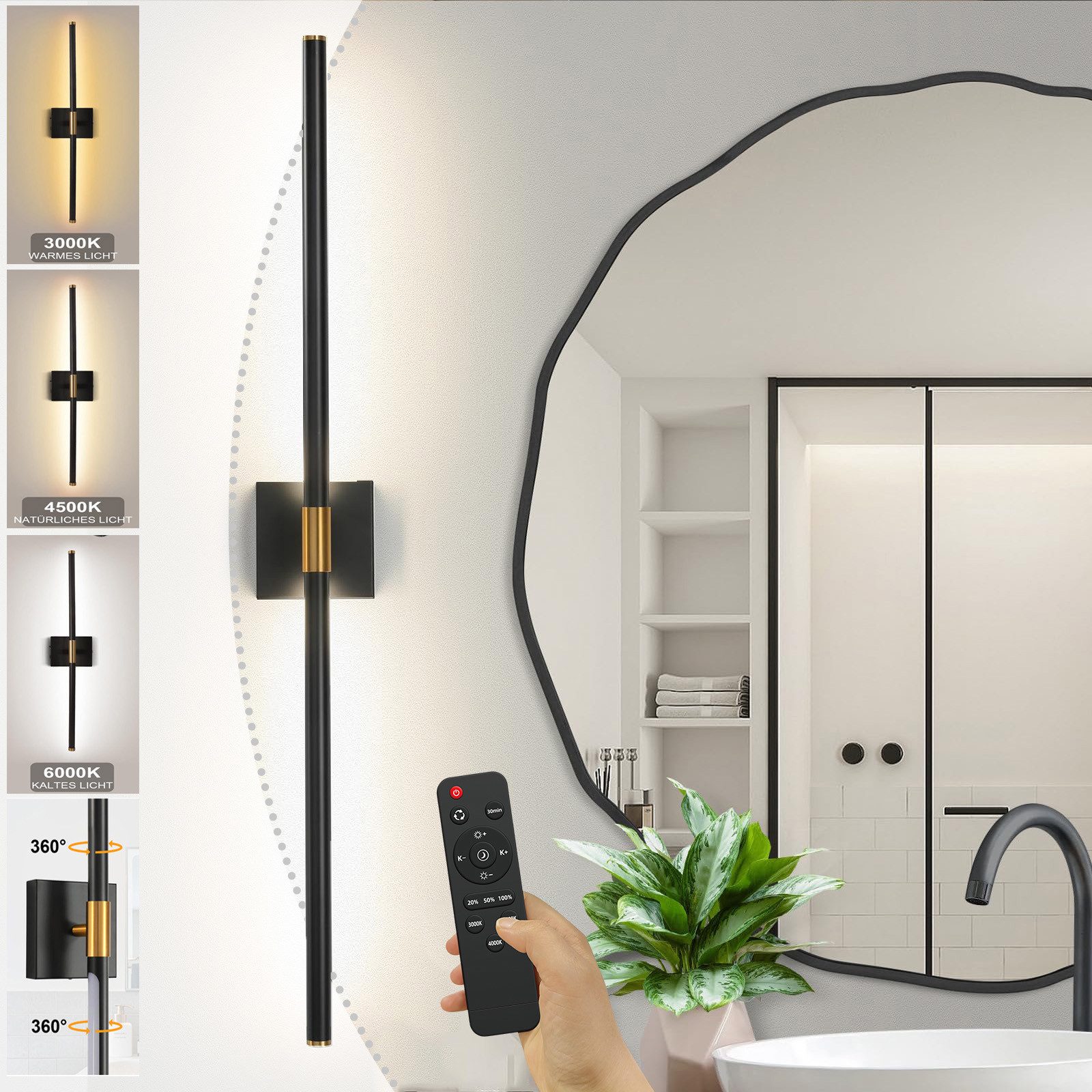 Jibenhome LED Spiegelleuchte Kabellose Wandleuchten 10000 günstig online kaufen