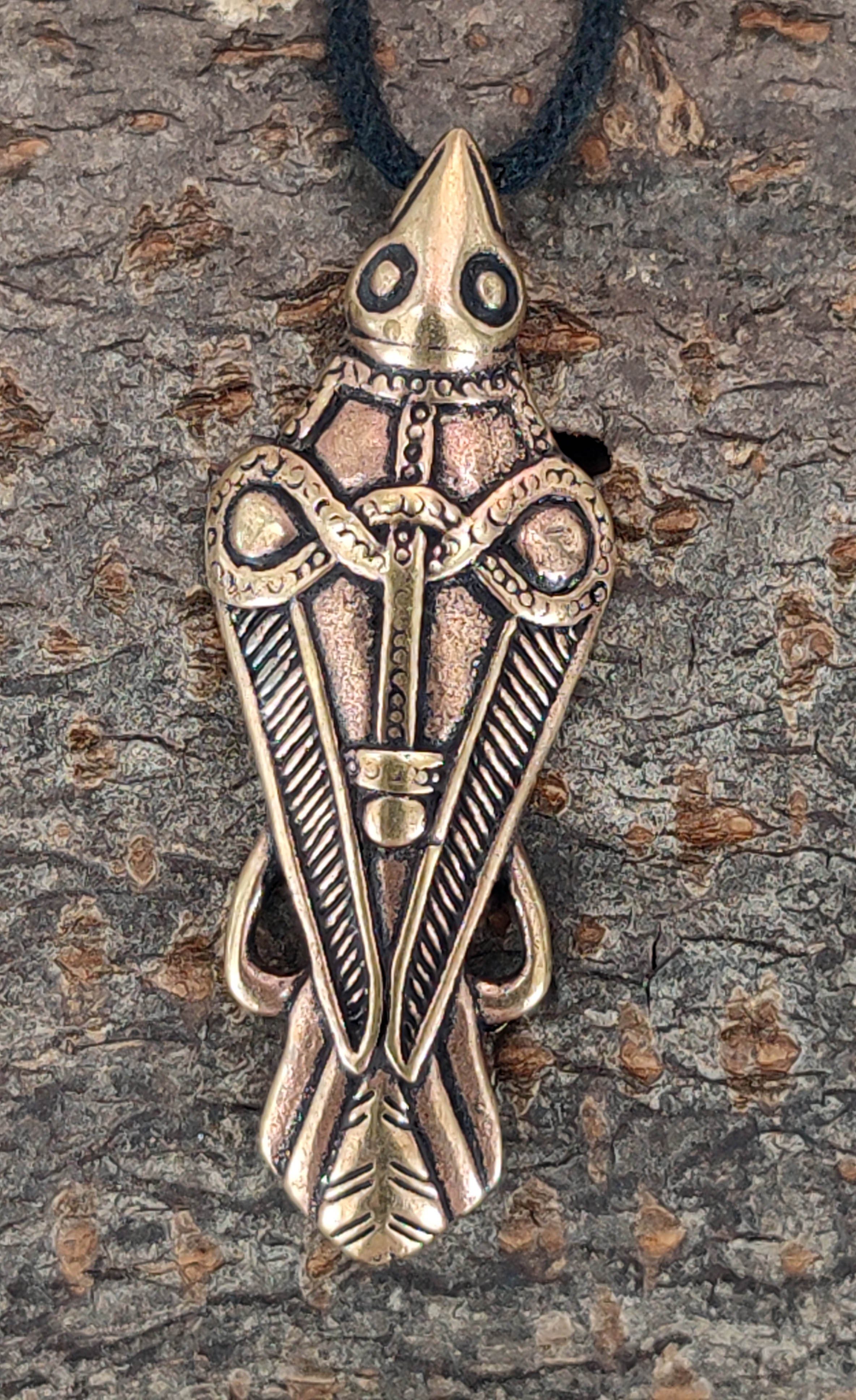 Rabe Kettenanhänger Hugin Leather Anhänger Kiss Odins Munin Odin Bronze of Odinsrabe Rave