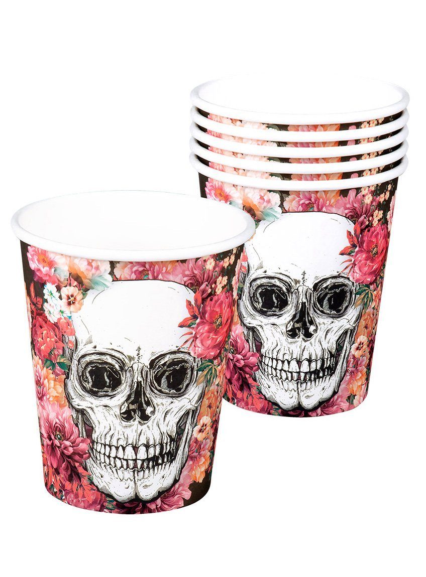 Boland Einweggeschirr-Set 10 Dia de los Muertos Pappbecher, Pappe, Catrina, Mexiko & Co.: Partydeko im Stile des mexikanischen Totenfeste | Einweggeschirr-Sets