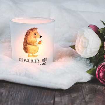 Mr. & Mrs. Panda Windlicht Igel Kuchenstück - Transparent - Geschenk, Tiermotive, Kerzenglas, Ku (1 St), Hitzebeständig