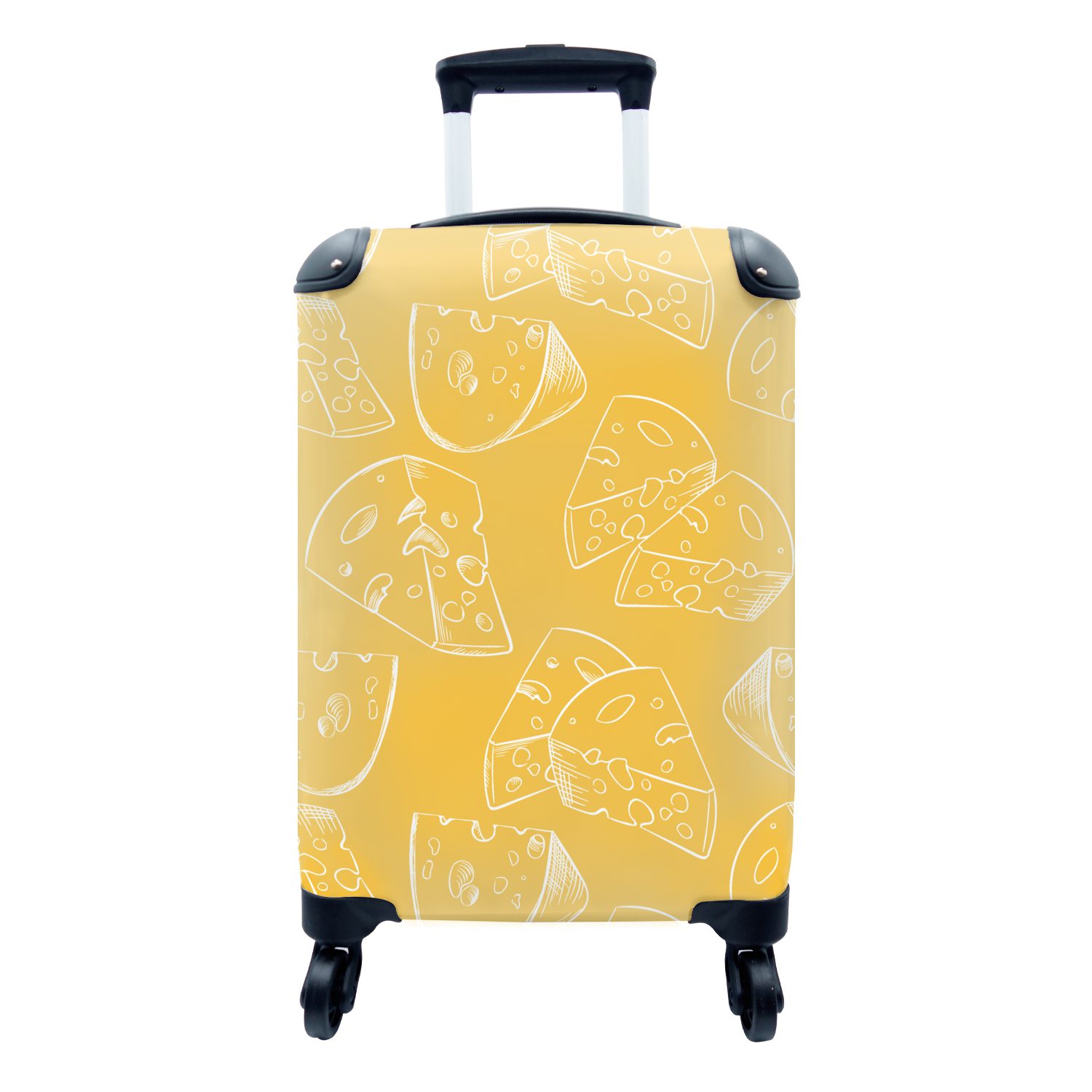 MuchoWow Handgepäckkoffer Käse - Gelb - Design, 4 Rollen, Reisetasche mit rollen, Handgepäck für Ferien, Trolley, Reisekoffer