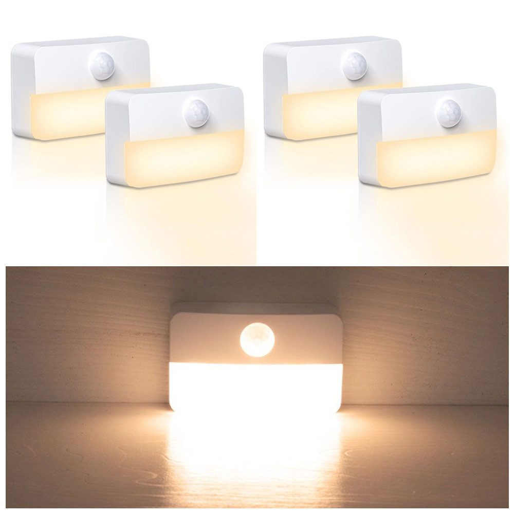 QUBEBU LED Nachtlicht Nachtlicht mit Bewegungsmelder, 1/2/4/6 Stück kinder Bewegungslicht., LED fest integriert, Warmweiß, Kaltweiß, mit Dämmerungssensor., Auto EIN/AUS Sensor Licht Für Flur, Bad, Schlafzimmer, Indoor Treppe.