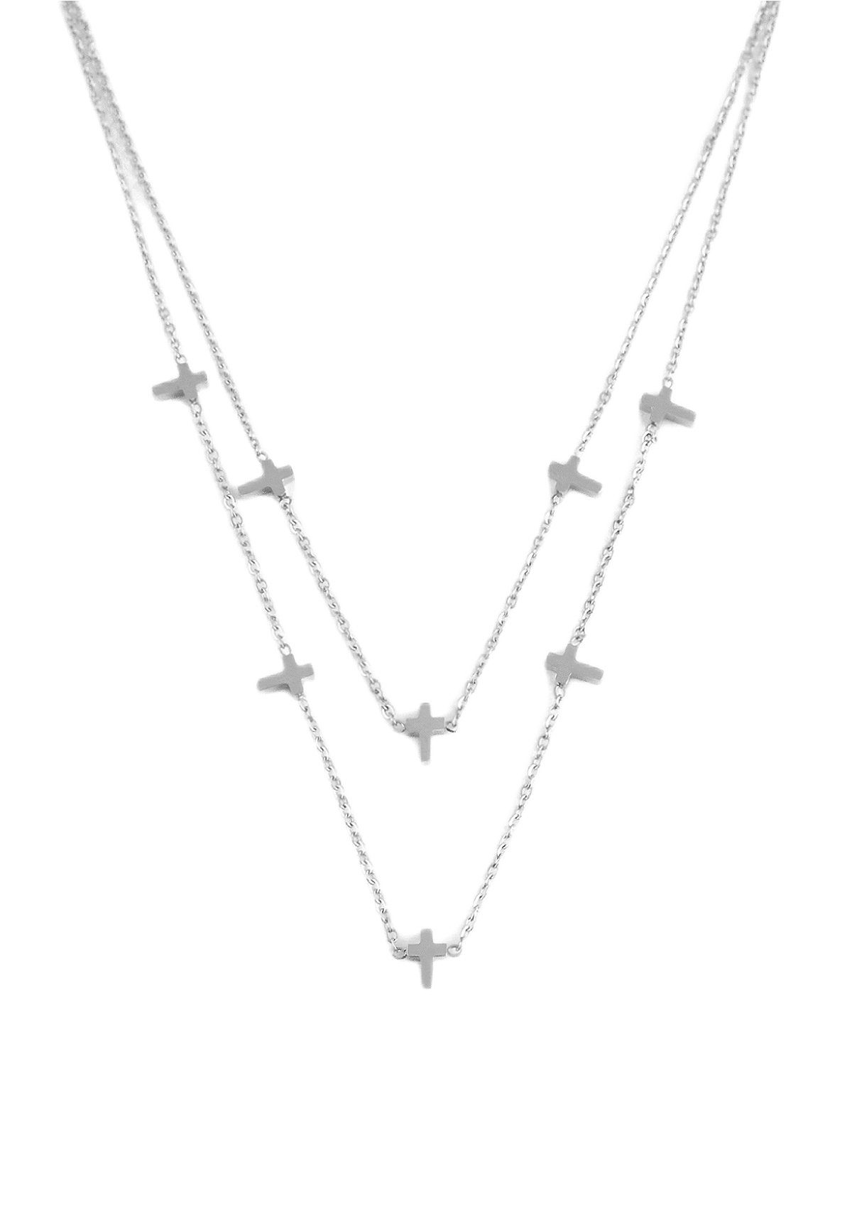 Feine Kette Kreuz (1-tlg), ANELY Anhänger Anhänger in Silber 2973 Halskette mit Edelstahl Layer
