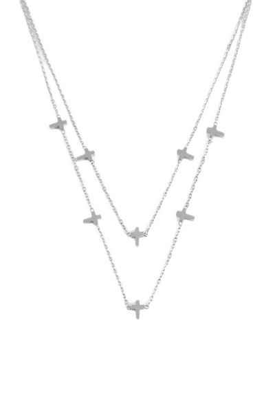 ANELY Kette mit Anhänger Feine Layer Halskette Edelstahl Kreuz Anhänger (1-tlg), 2973 in Silber