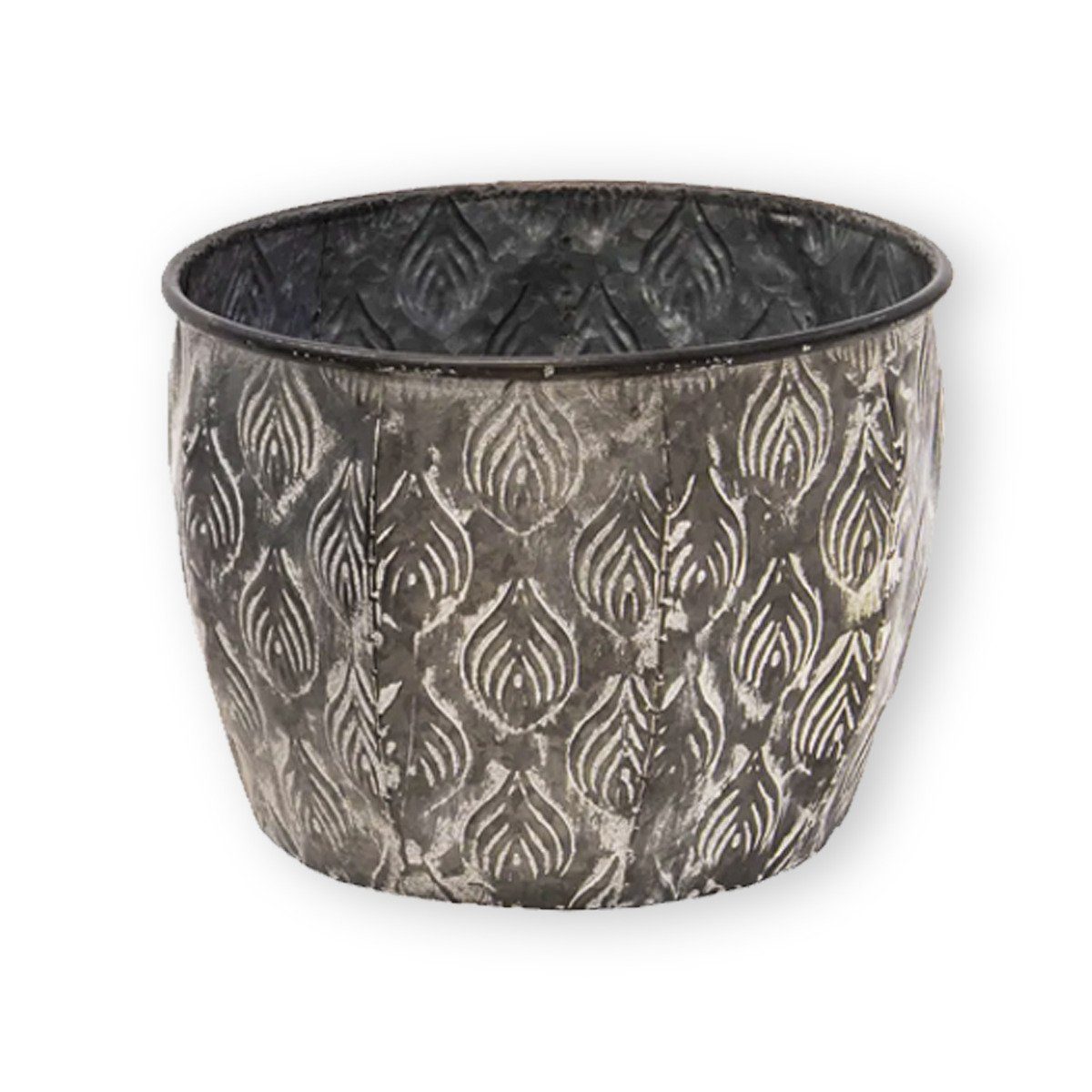 colourliving Blumentopf Pflanztopf Pflanzgefäß Zinktopf Ovum Pot Old Grey Set Rund (1 St), langlebig, dekorativ