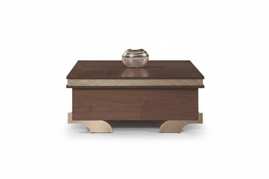 Xlmoebel Stehtisch Brauner Couchtisch im modernen Luxus-Stil mit goldenen Akzenten, Made in Europa