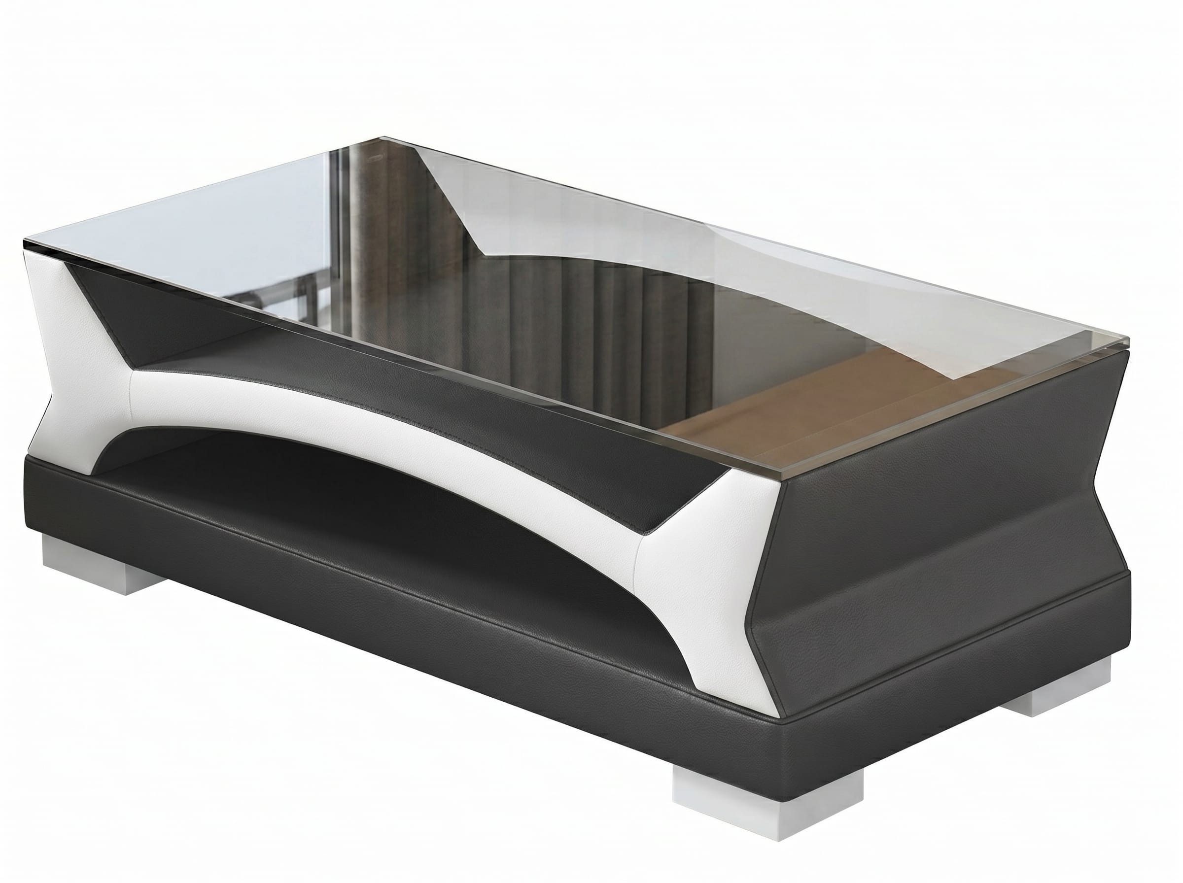 Xlmoebel Stehtisch Moderner Couchtisch mit Glasplatte in Schwarz und Weiß für, Made in Europa