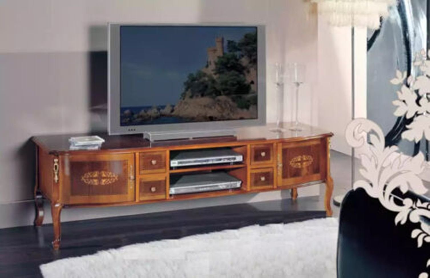 Klassisches TV-Schrank Europa (1-St., TV-Schrank) Möbel Holz TV-Schrank Sideboard Braun JVmoebel Made Wohnzimmer in
