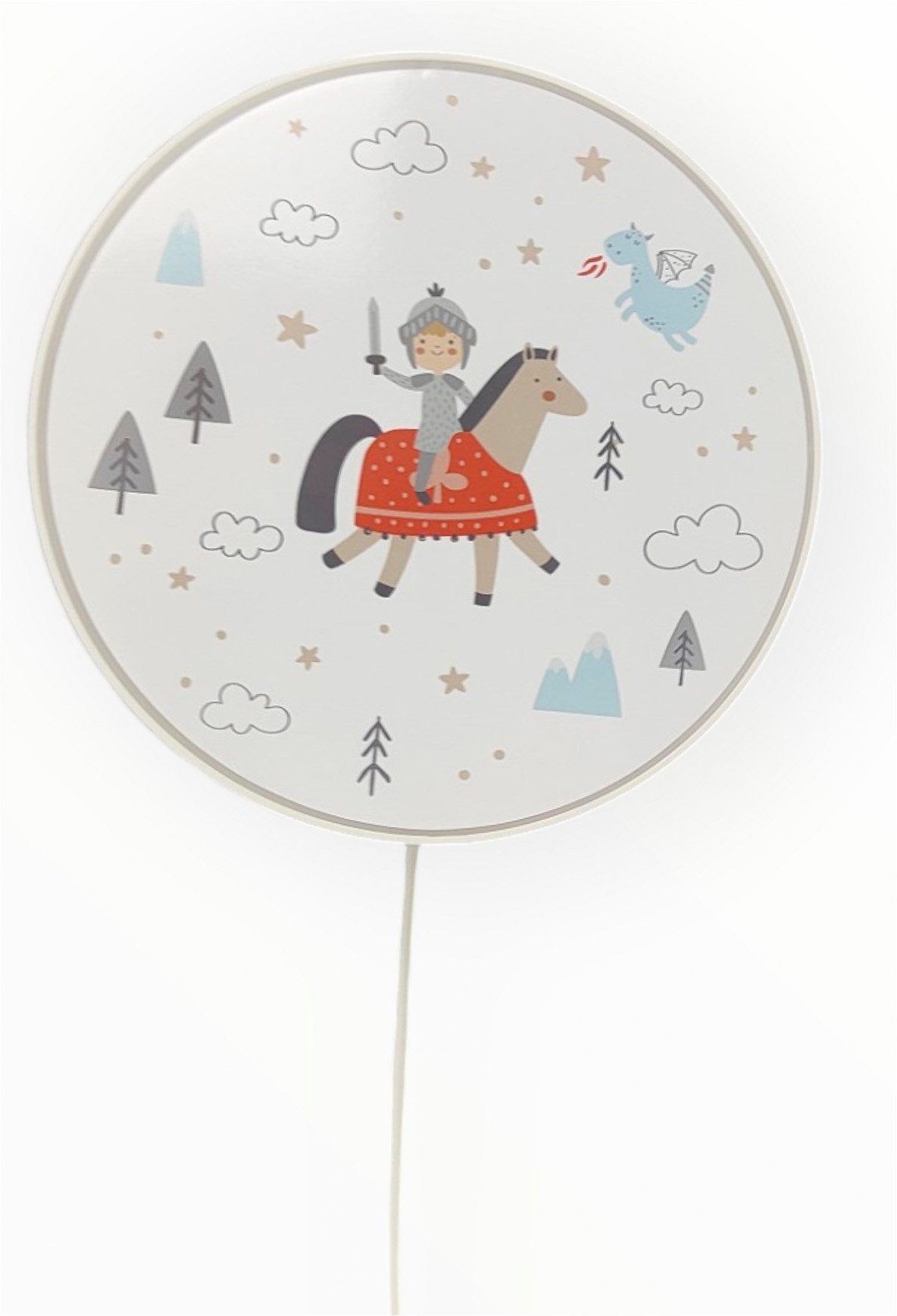 niermann Wandleuchte Kinderlampe mit Motiv "Ritter Theo", Kinderzimmer, ohne Leuchtmittel, bruchsicheres Gehäuse, Schalter im Anschlusskabel, Made in Germany