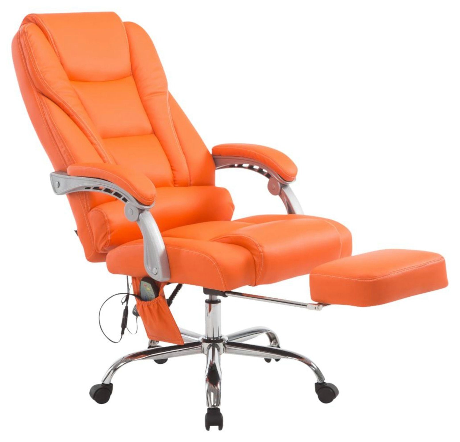 CLP Schreibtischstuhl Pacific Kunstleder, Massagefunktion& Fußablage orange