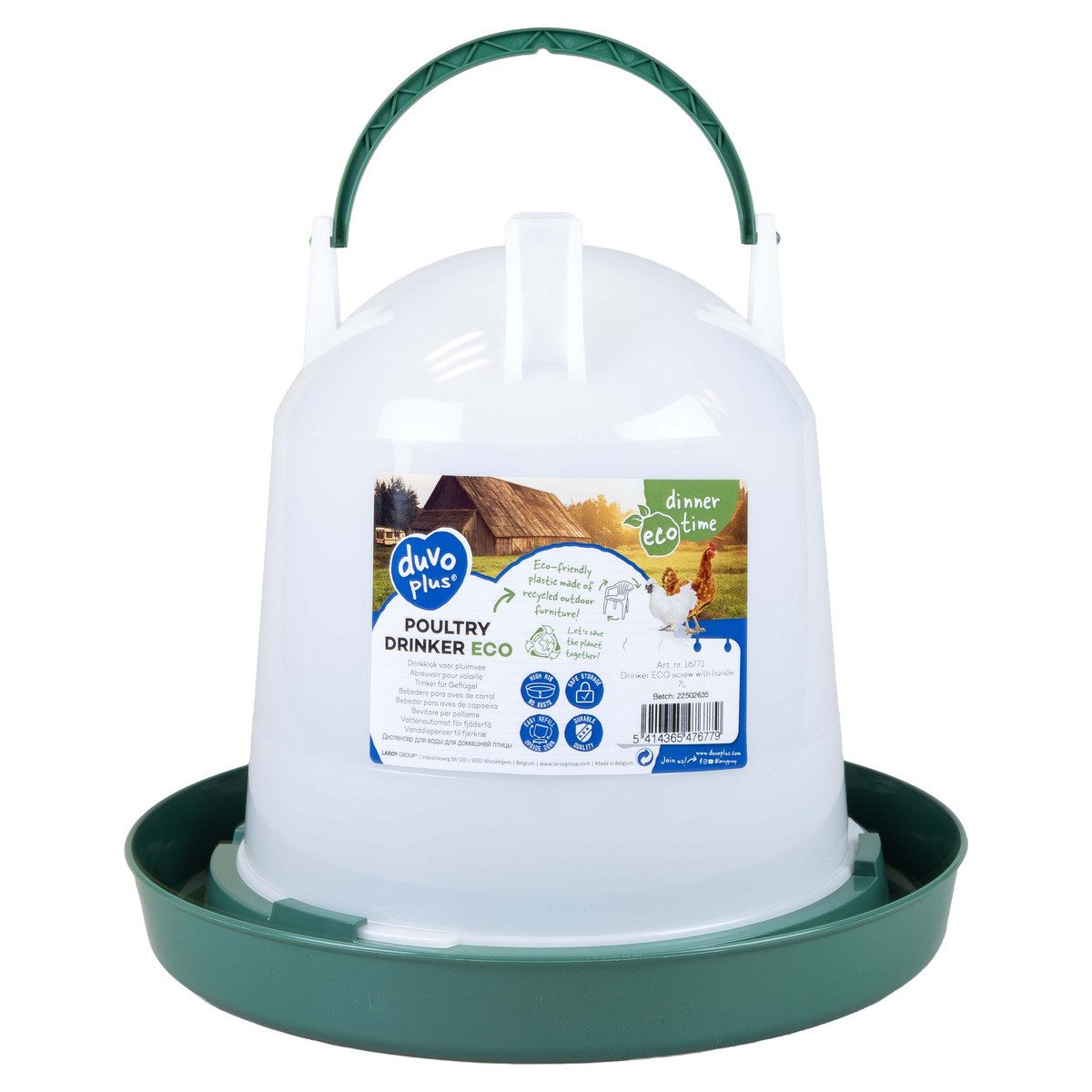 DUVO+ Wasserspender Tränke mit Griff transparent/grün 7 l