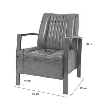 MCW Loungesessel MCW-H10-1, Große Sitzfläche, Rahmen im Industrie-Style, Hochwertige Optik
