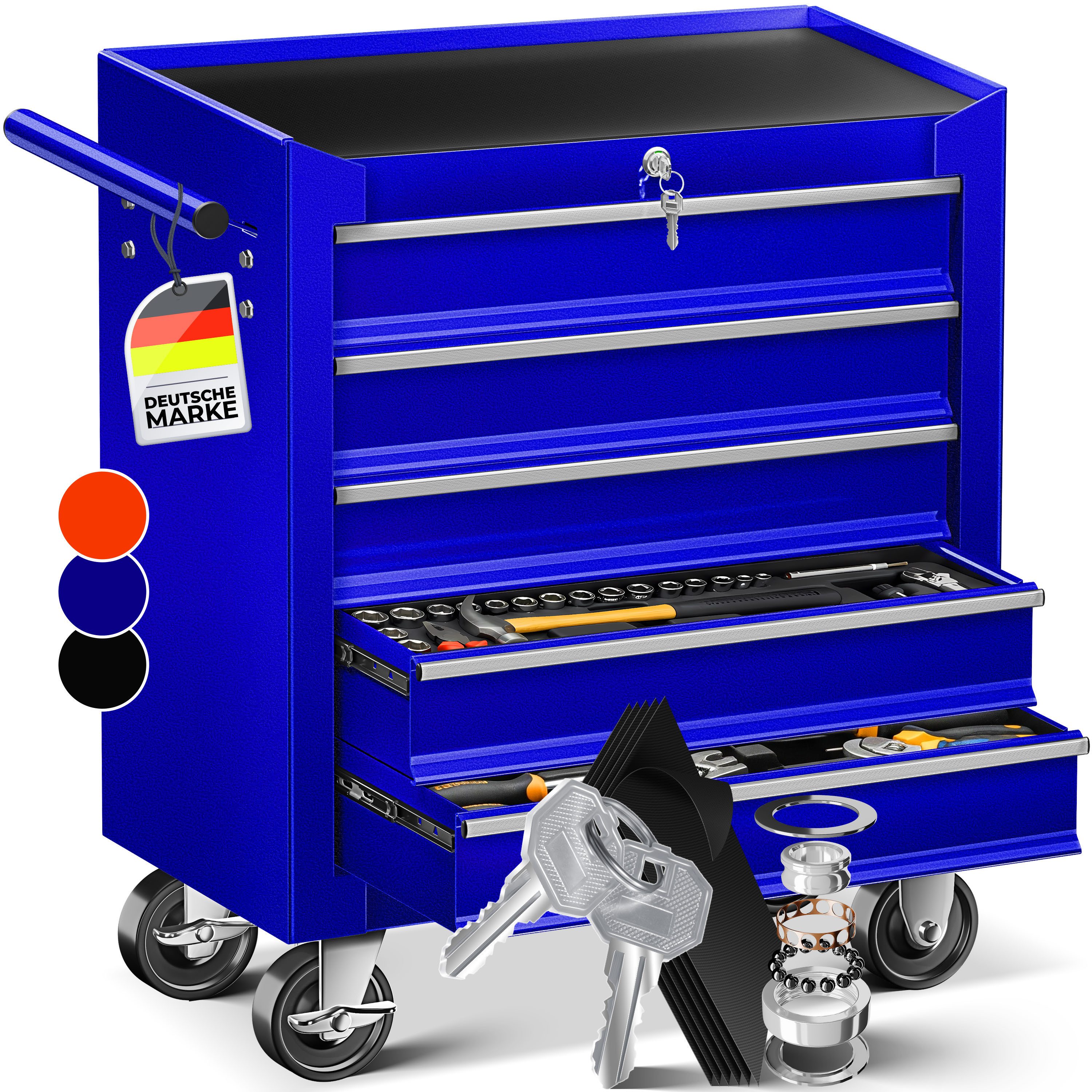 MASKO Werkstattwagen, 5 Fächer Blau, Werkzeugwagen günstig online kaufen
