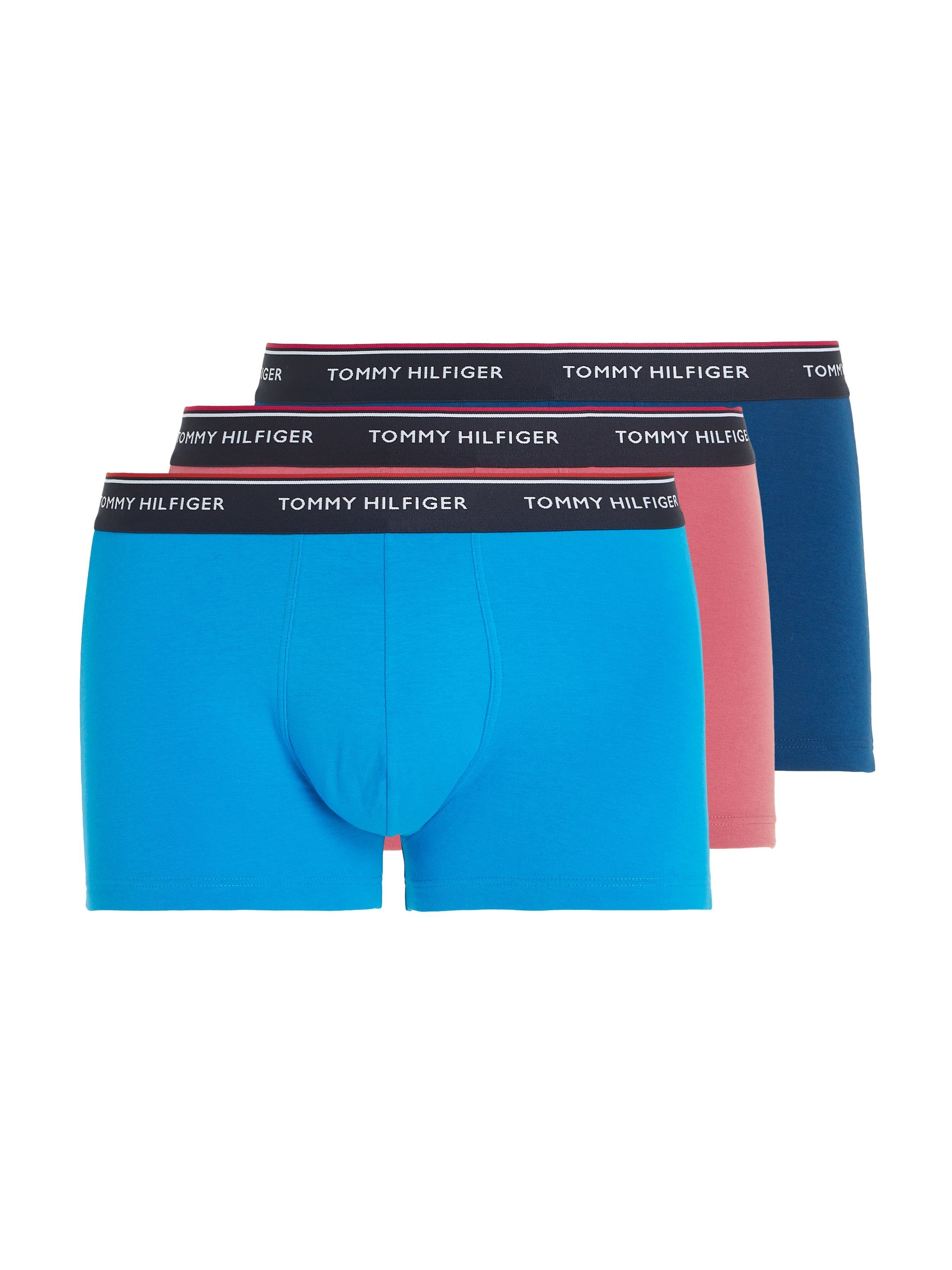 Tommy Hilfiger Underwear Trunk 3P TRUNK (Packung, 3-St., 3er-Pack) mit Logo-Elastikbund Aqua/Deep Indigo/Dockside Red